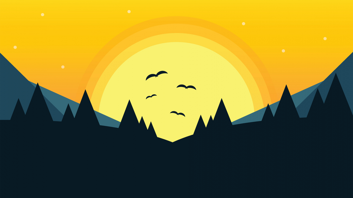 Minimal Scenery Forest Sunset Digital Art Wallpaper For Your XFCE Desktop
