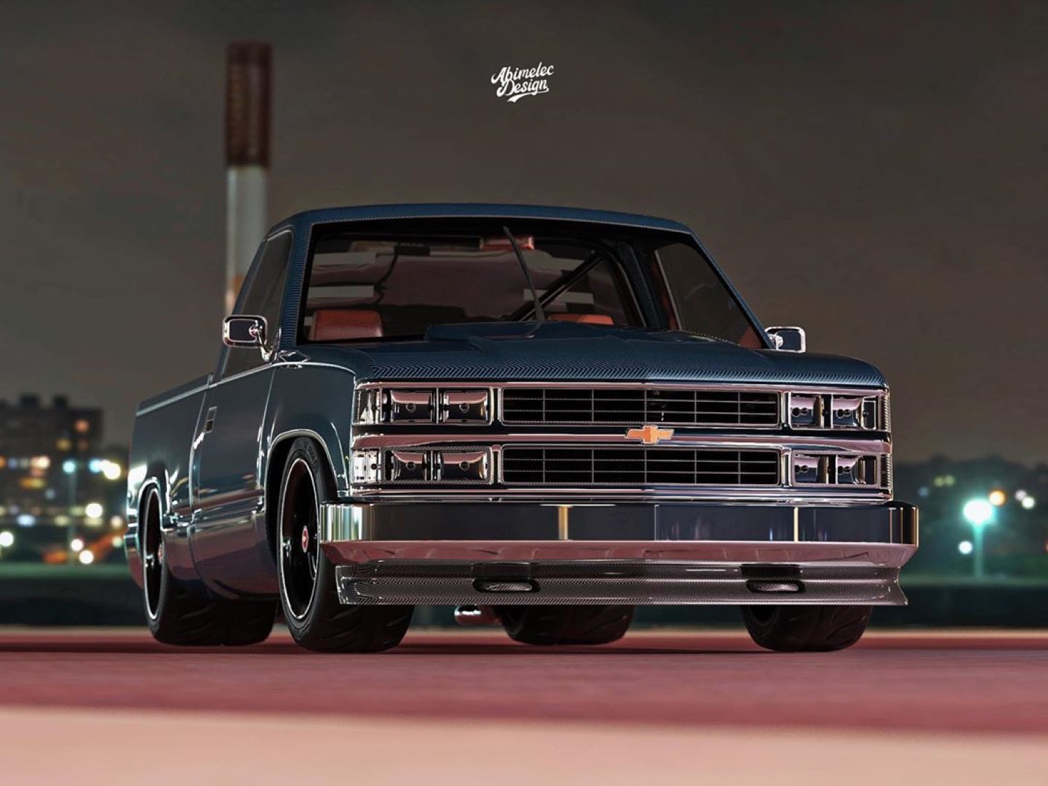 OBS Chevy Pickup Rendered With Tinted Carbon Fiber Body