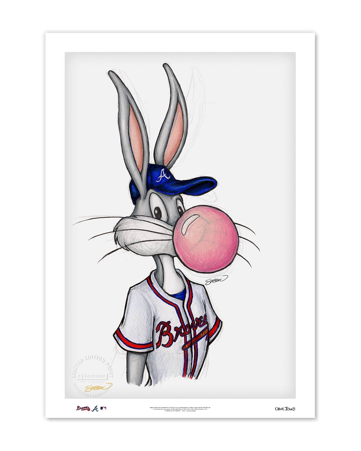 Bubblegum Bugs Bunny x MLB Braves by S. Preston Art Print