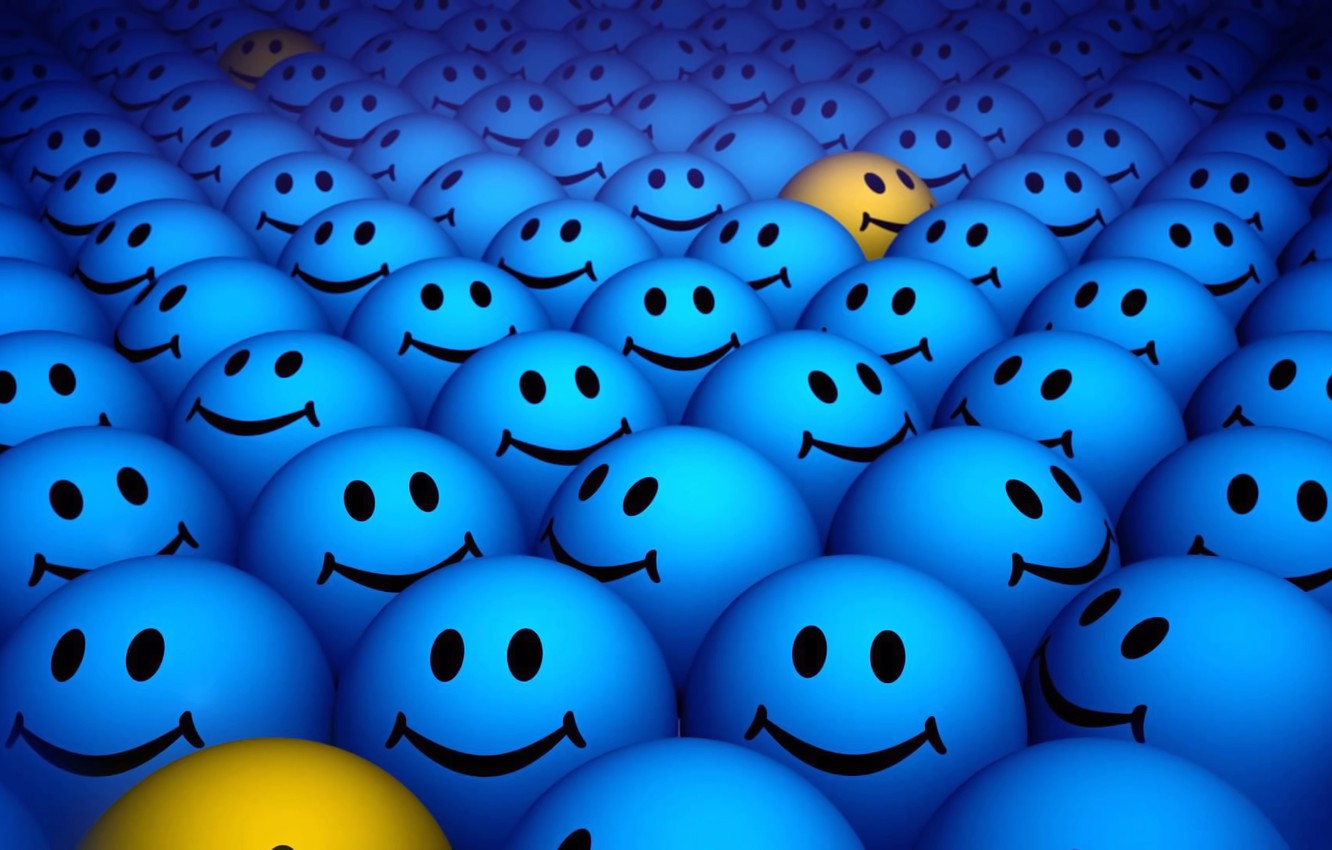 Wallpaper balls, yellow, background, mood, positive, smiles, faces, picture, blue, smile image for desktop, section настроения
