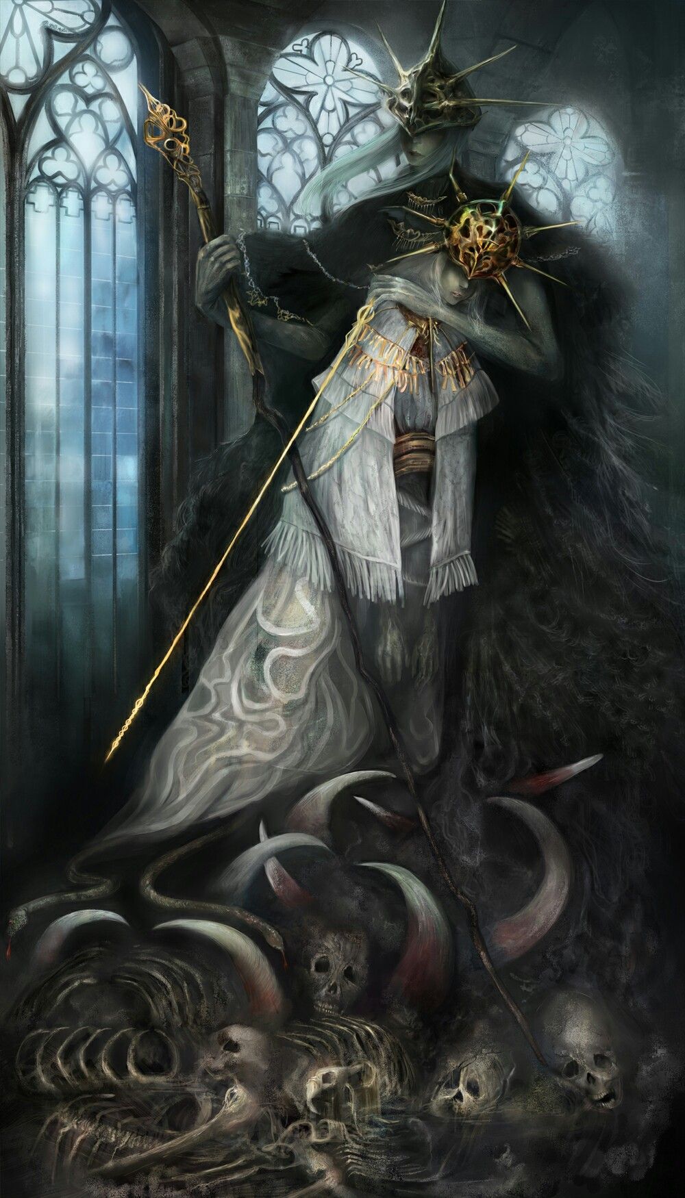 Aldrich devouring Gwyndolin. Dark souls, Dark souls art, Dark fantasy art