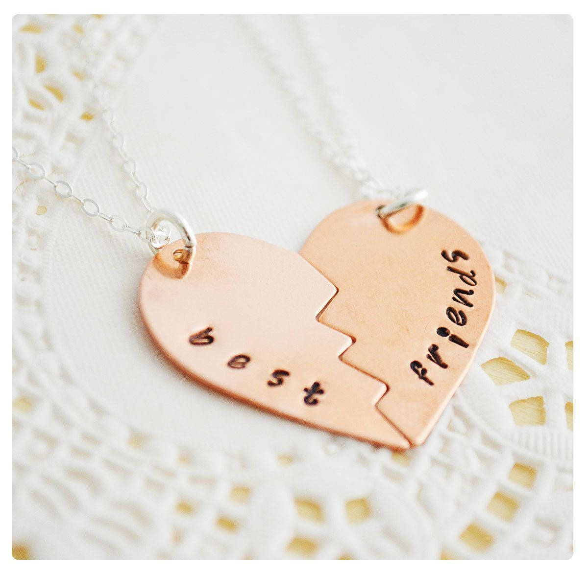 Download Cute Best Friend Heart Necklace Wallpaper