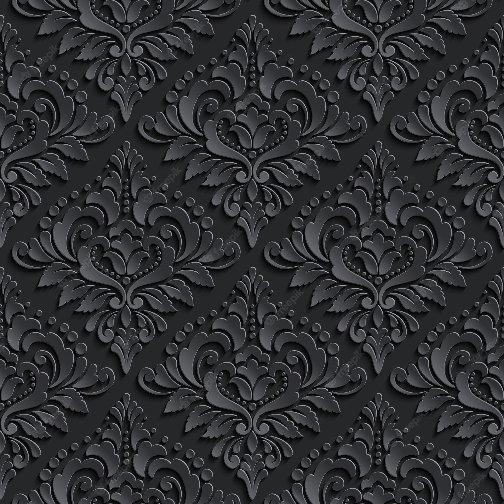 Free Vector. Dark damask seamless pattern background. elegant luxury texture for wallpaper