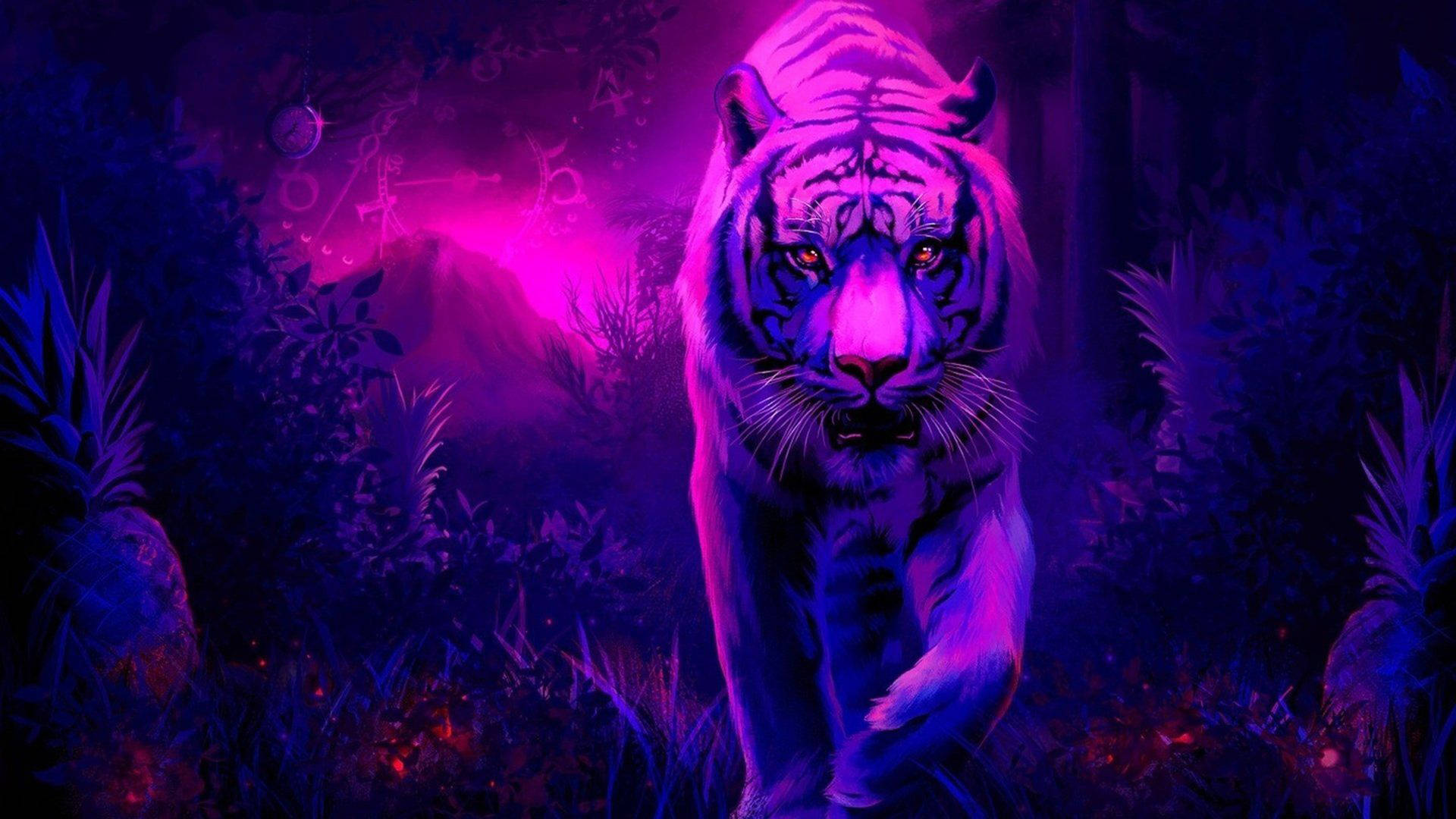 Download Purple Aesthetic Tiger Art Wallpaper