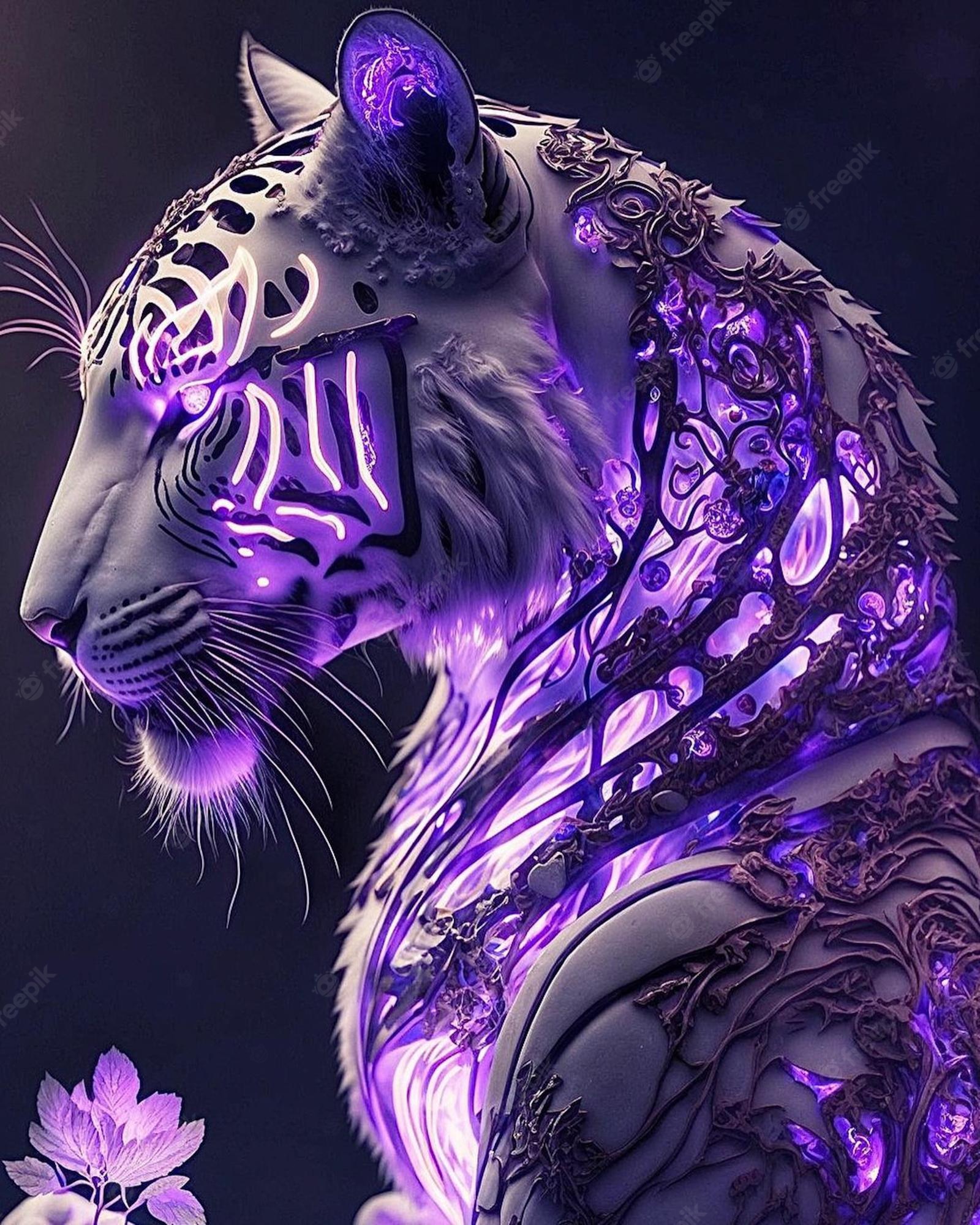 Premium Photo. Purple tiger wallpaper that will make you smile