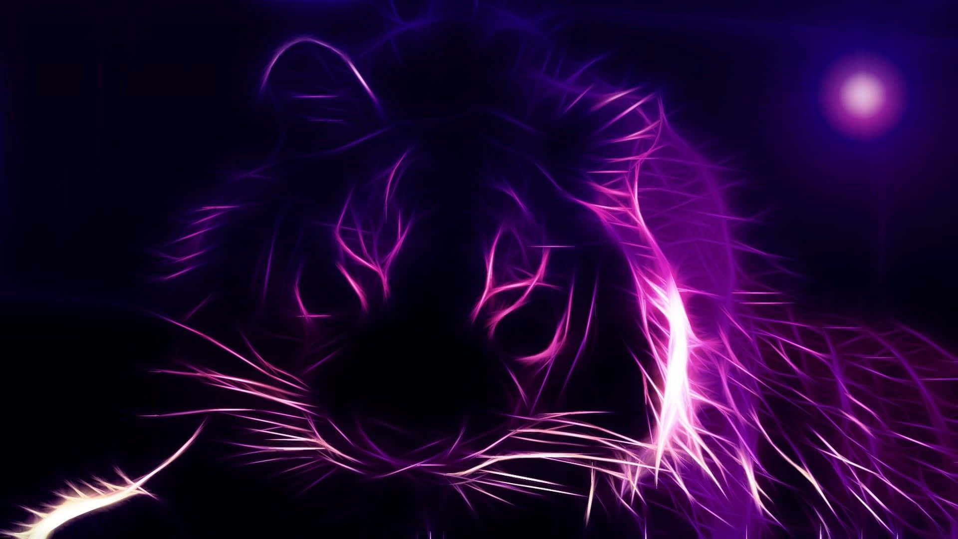 Download Neon Animal Purple Tiger Outline Art Wallpaper