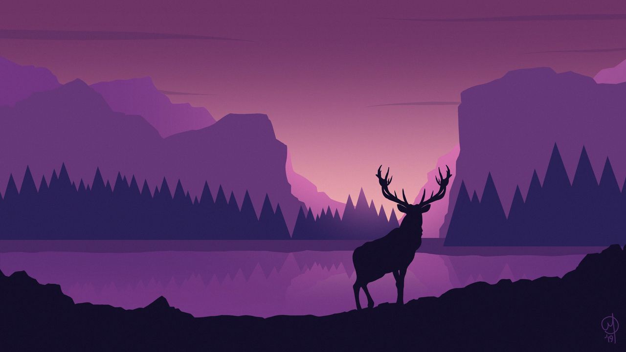 Wallpaper deer, art, vector, mountains, landscape hd, picture, image