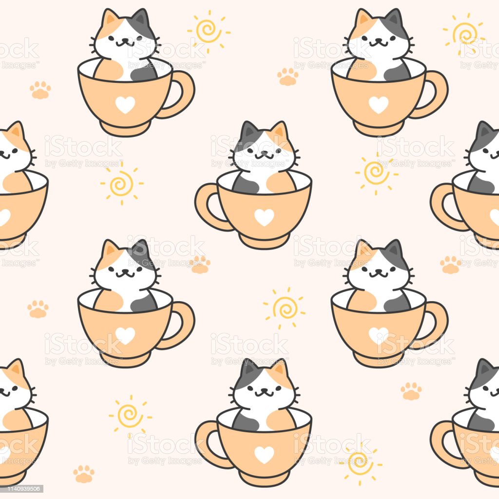 Coffee Cups Seamless Pattern Vector Coffee Background Cute Cups And Mugs  Backdrop Stock Illustration - Download Image Now - iStock