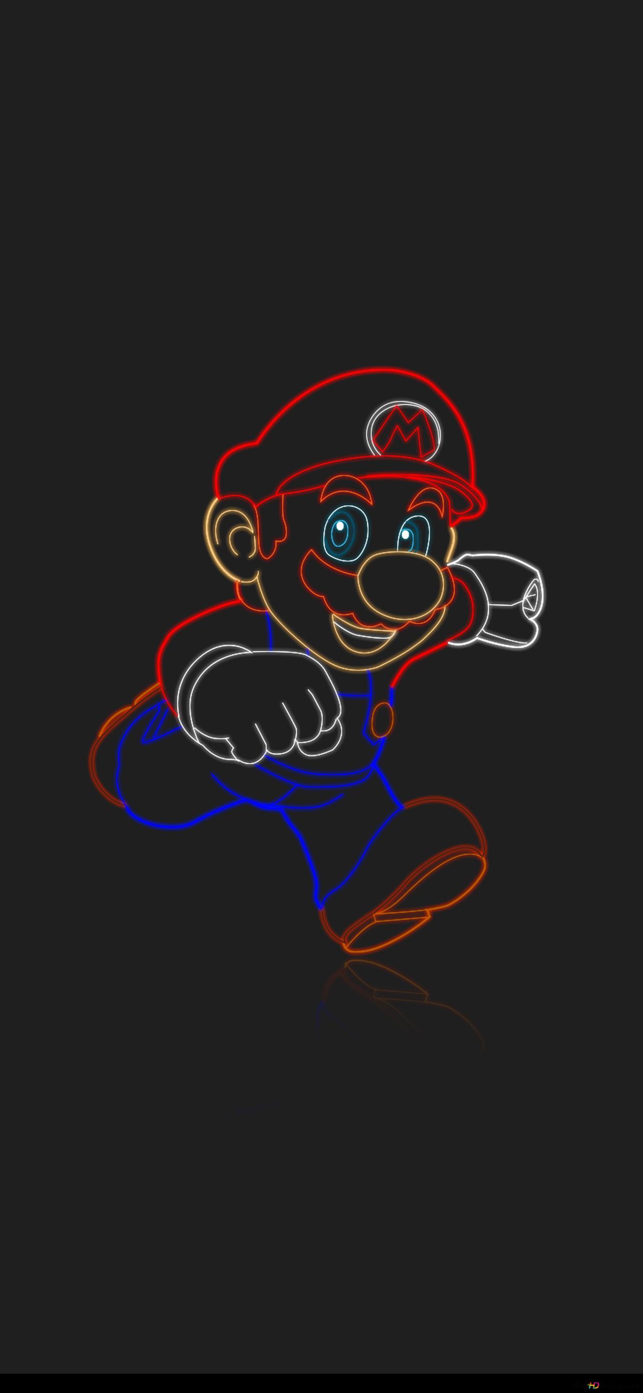 Mario Neon Glow HD wallpaper download