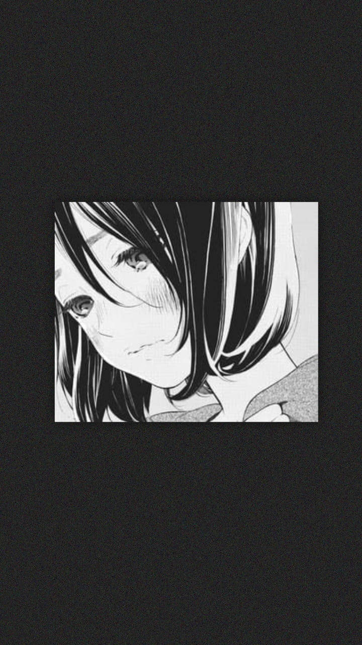 Download Sad Anime Girl Black And White Aesthetic Phone Wallpaper