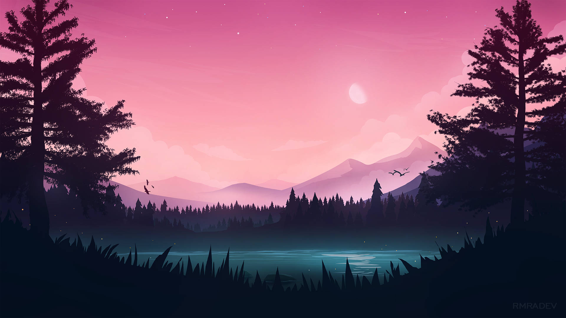 Download Aesthetic Landscape Forest Silhouette Wallpaper