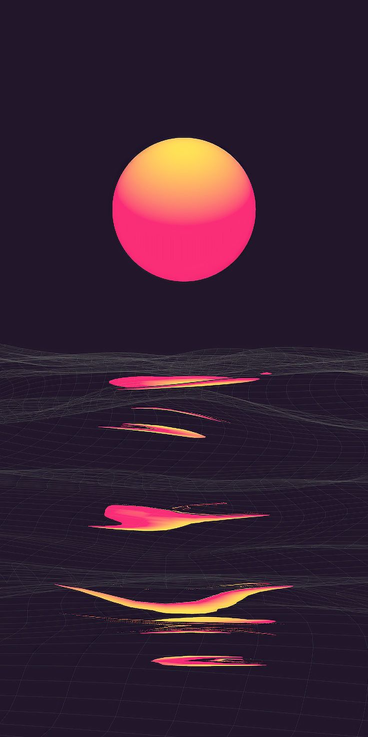 Retrowave, sunrise, reflection, clear sky, dark wallpaper. Vaporwave wallpaper, Dark wallpaper, Phone wallpaper
