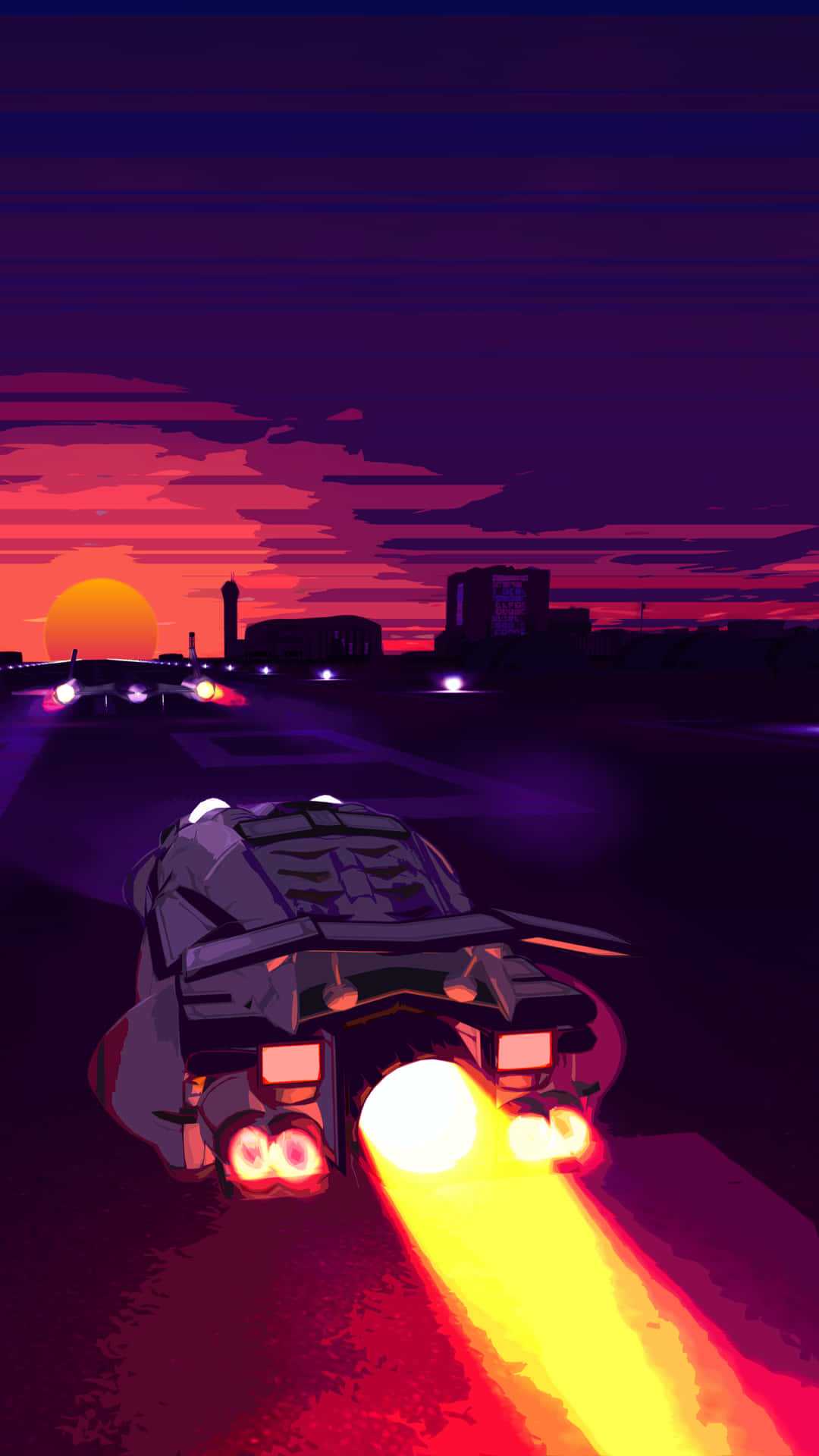 Download A Car Driving Down The Road At Night Wallpaper