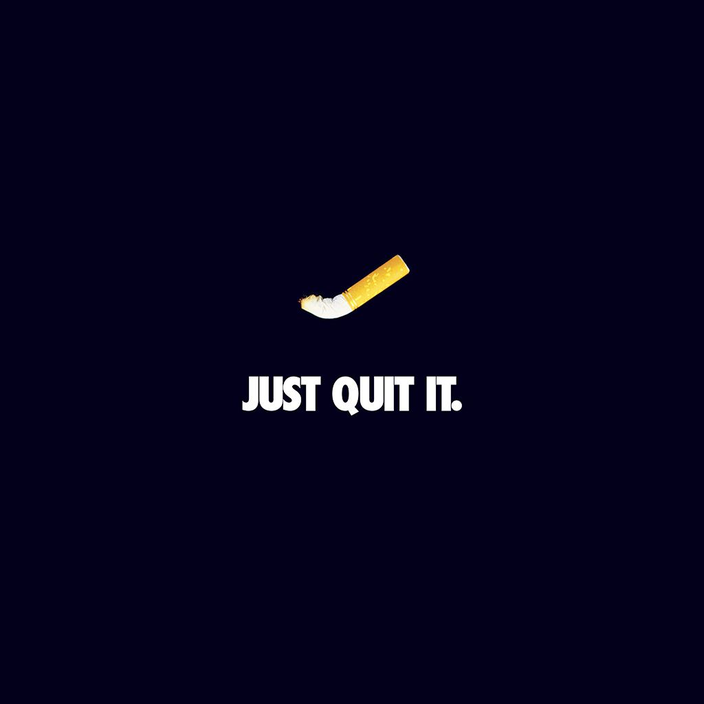 Just Quit It Nike Smoking Art Minimal Dark Blue iPad Wallpaper Free Download