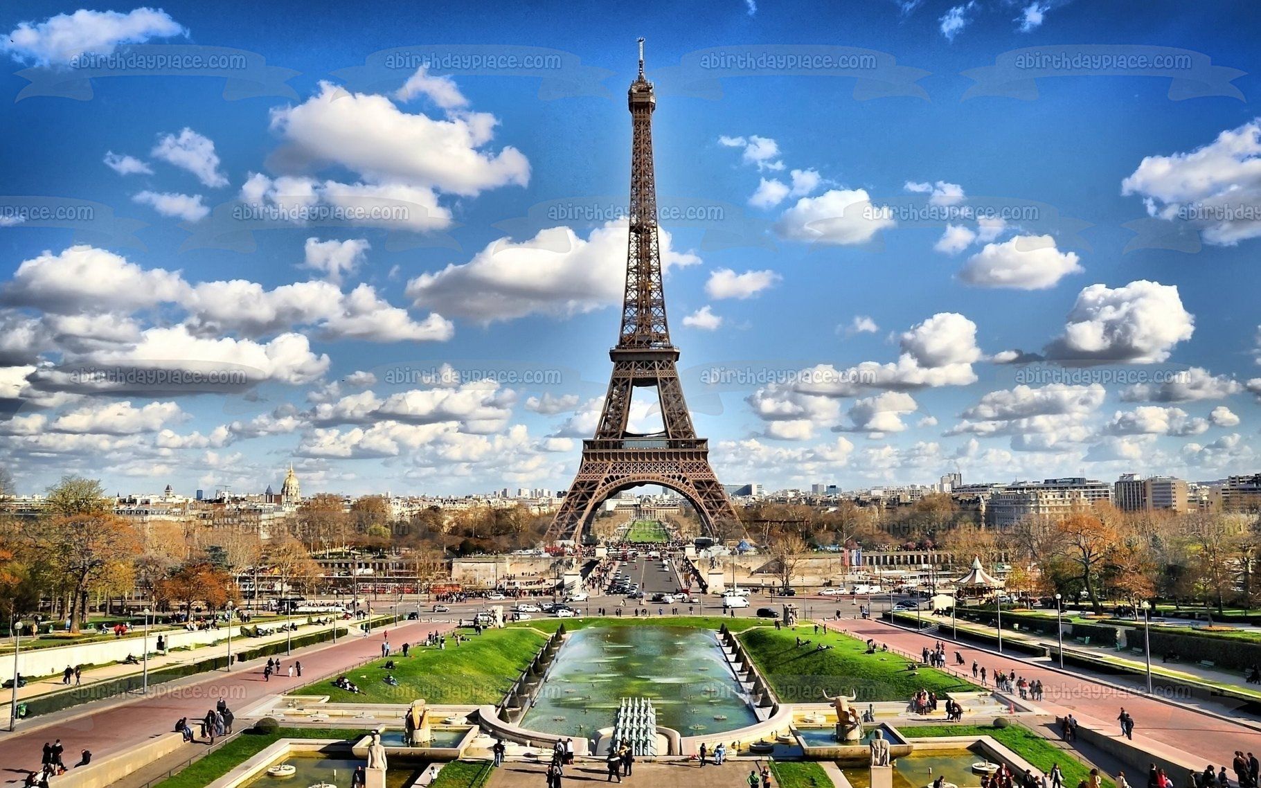Eiffel Tower Bonjour Paris France Sky Clouds Edible Cake Topper Image ABPID04413. Torre eiffel, París, Torres