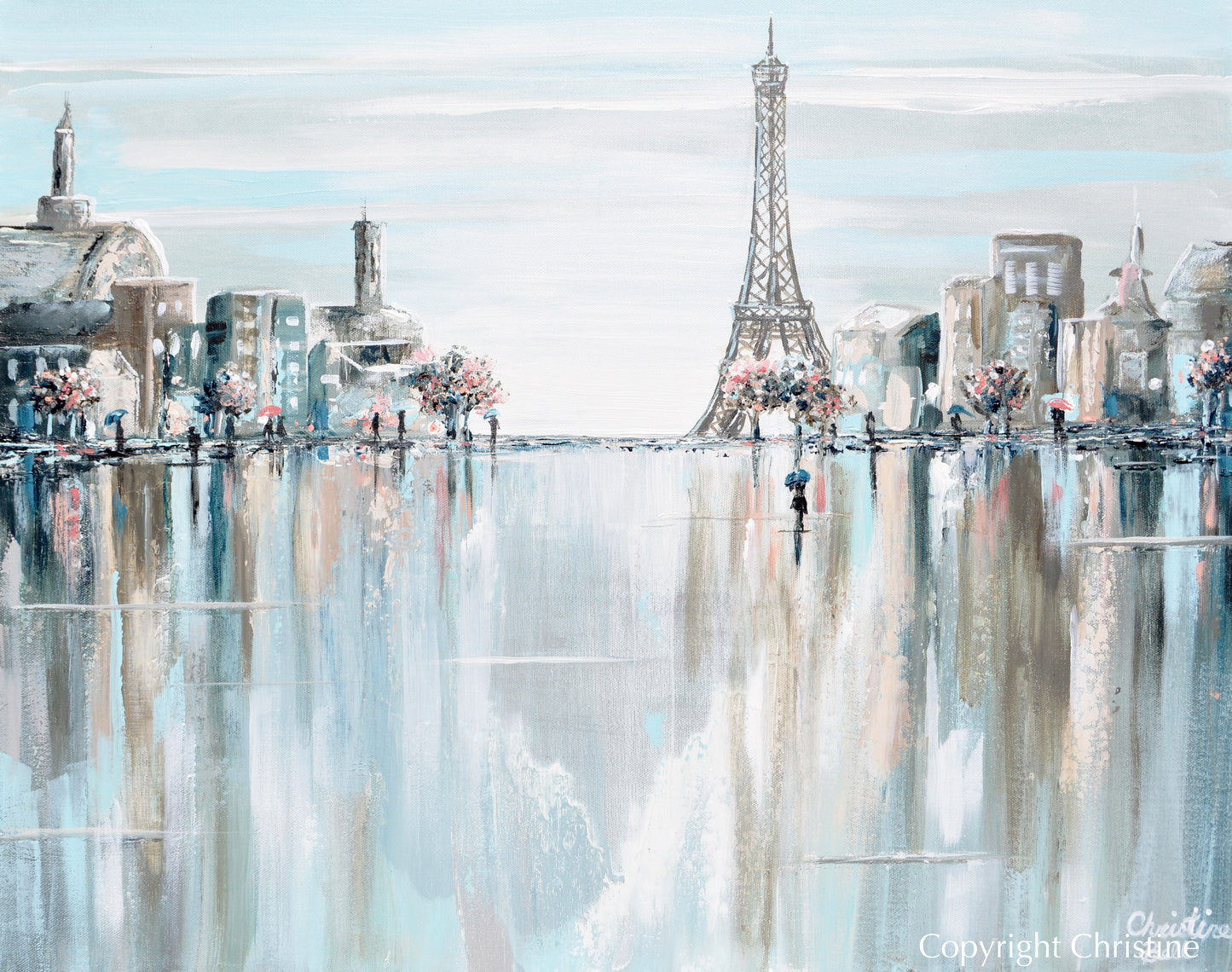 Giclee Print Paris Painting Eiffel Tower Cityscape Blue Wall Art Decor