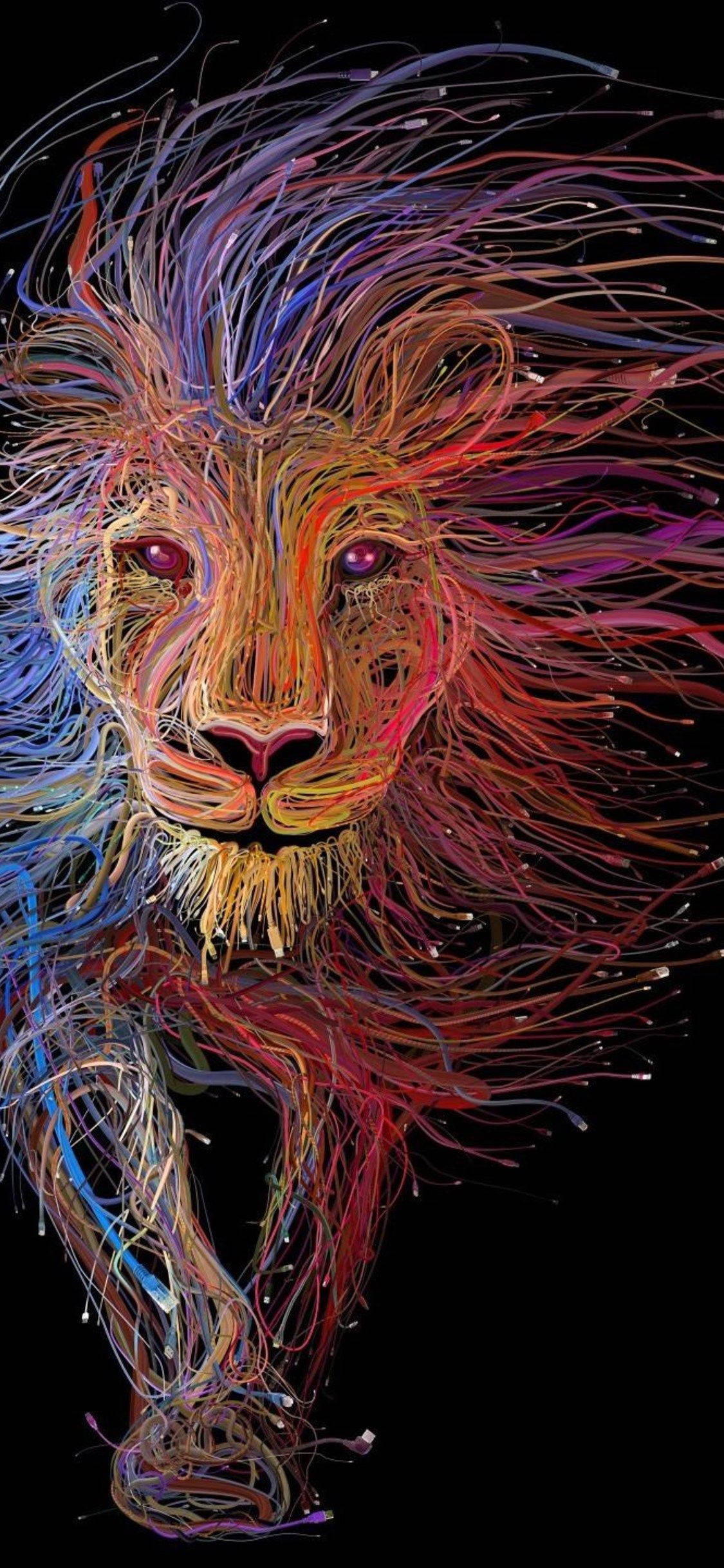 Download Vibrant Lines Lion iPhone Wallpaper