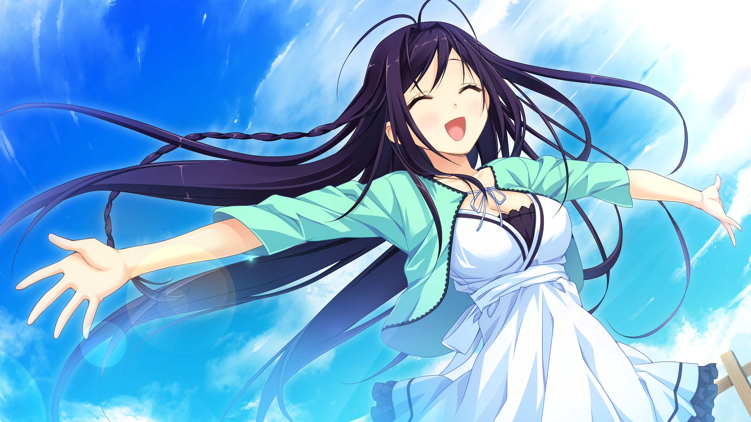 Wallpaper, illustration, anime girls, white dress, visual novel, Kouzaki Umi, mangaka 2560x1440