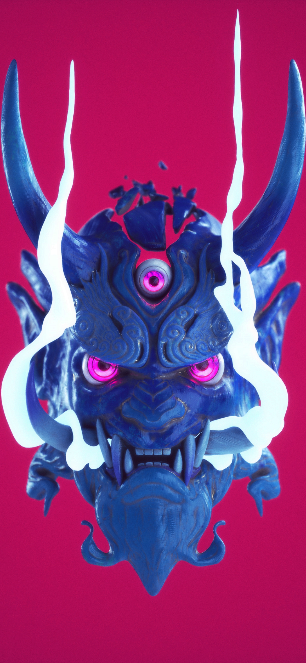 Wallpaper Oni Mask, Oni, Purple, Art, Red, Background Free Image