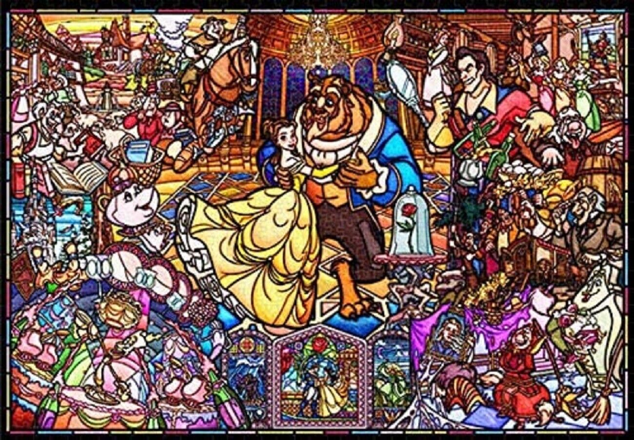 Beauty and The Beast Stained Glass Jigsaw Puzzle 500 piece Japan Tenyo NEW 4905823860359