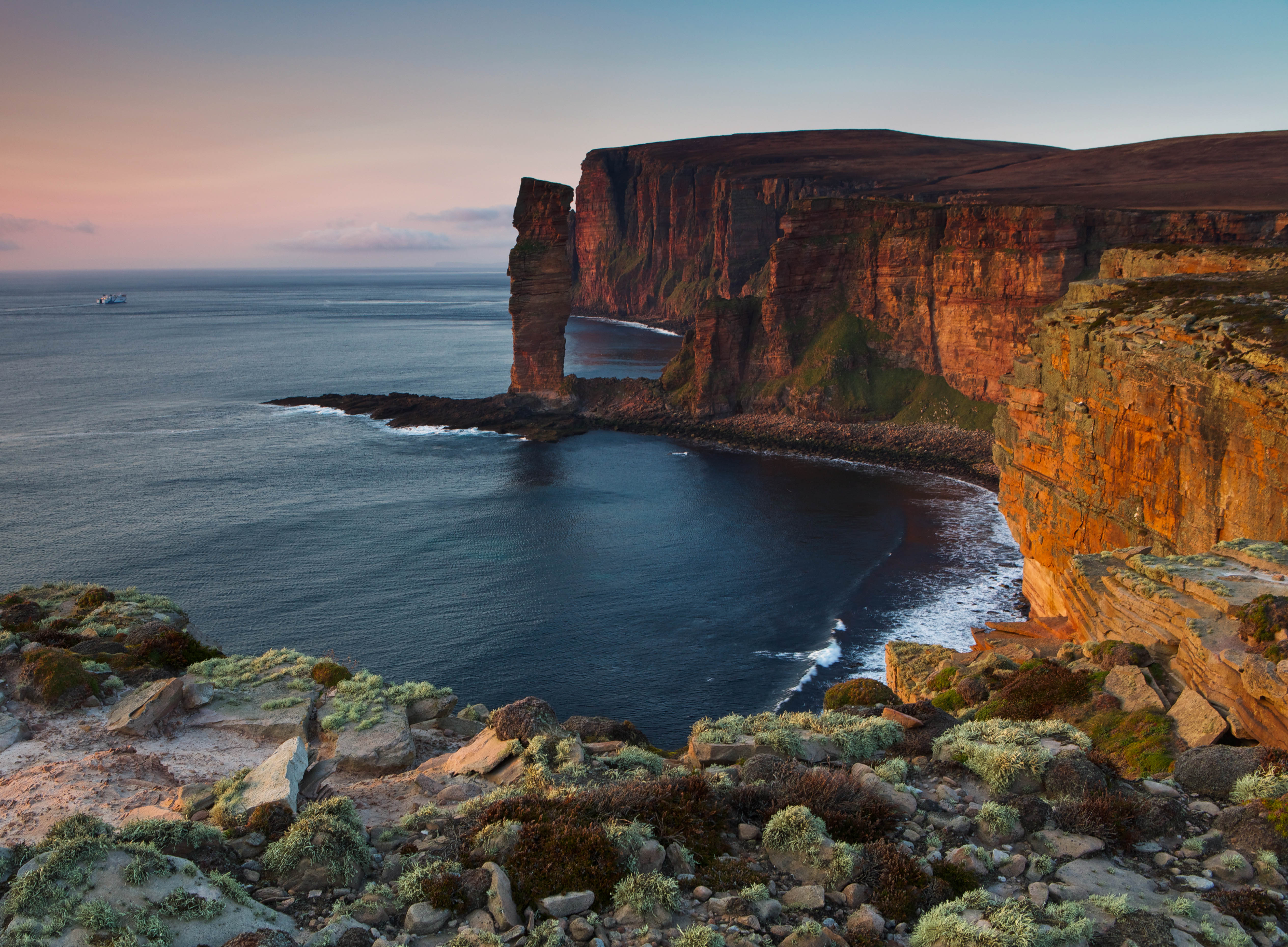 Wallpaper, sunset, ferry, orkney, hoy, oldmanofhoy 5059x3720