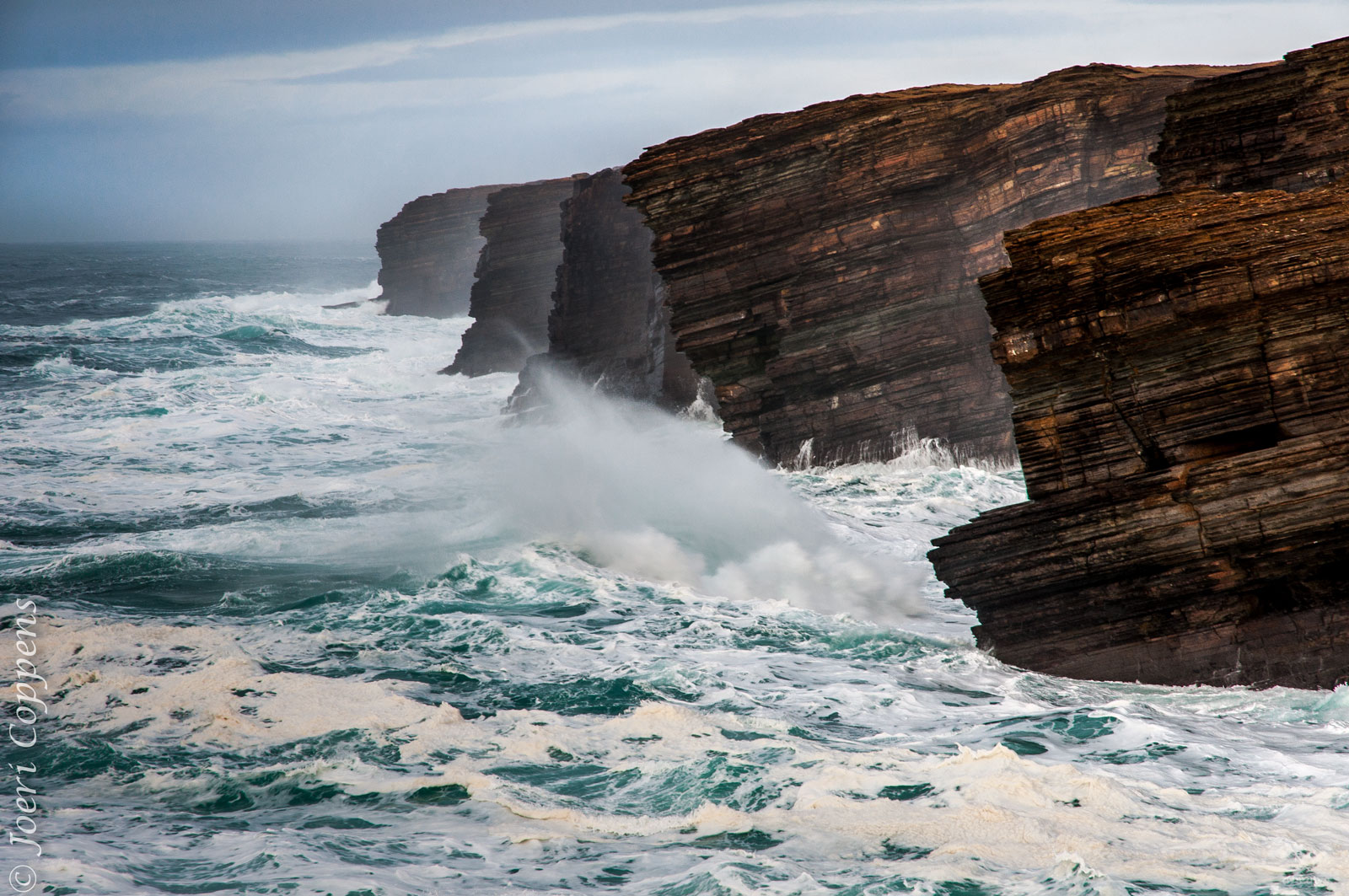 Wallpaper, ocean, UK, winter, sea, wild, water, Photohop, islands, Scotland, orkney, Nikon, rocks, waves, cliffs, Atlantic, nikkor, lightroom, yesnaby, choppy, the4elements, d5000, 1685mm 1600x1063
