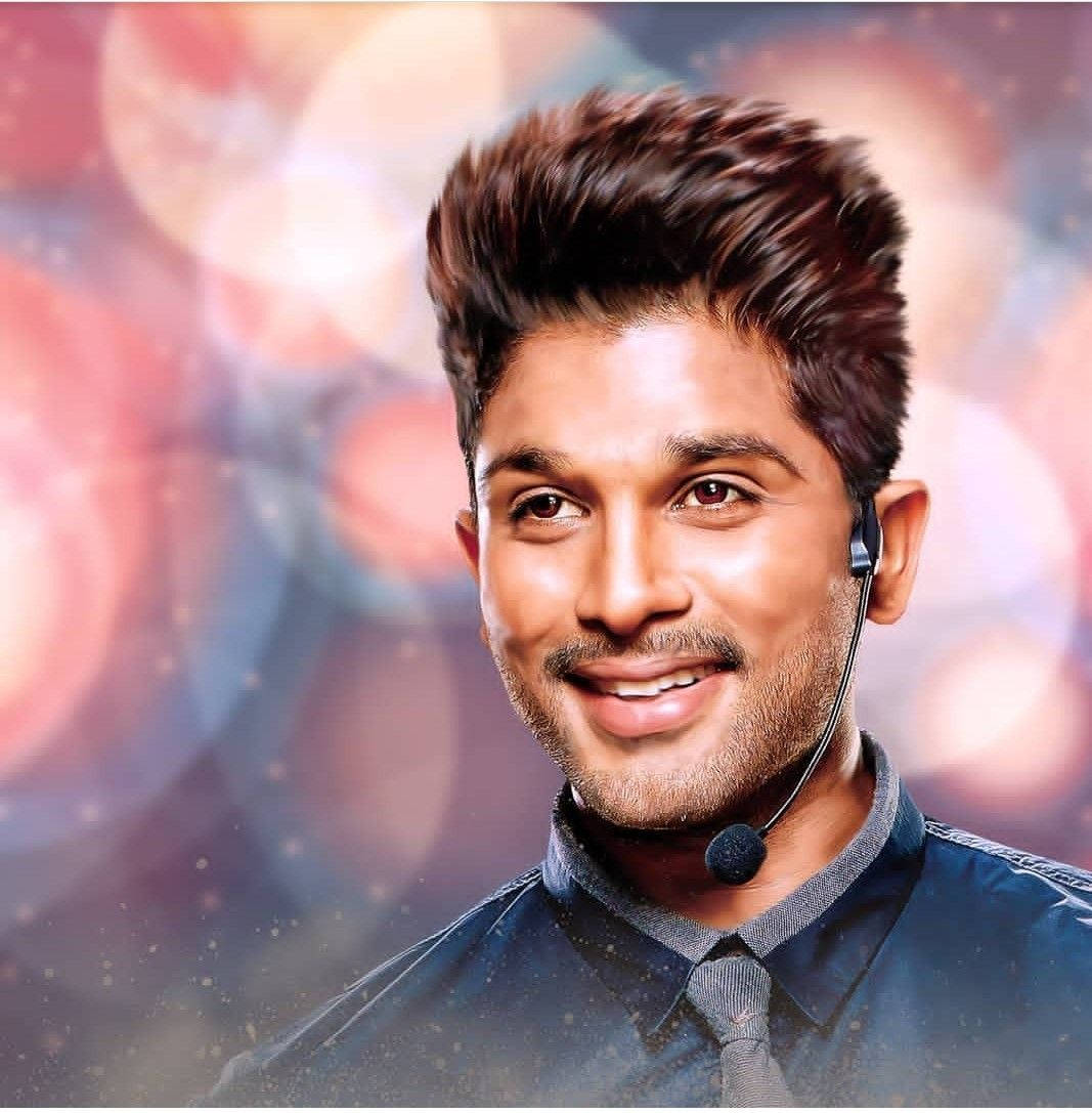 Download Allu Arjun With Blurry Lights Background Wallpaper
