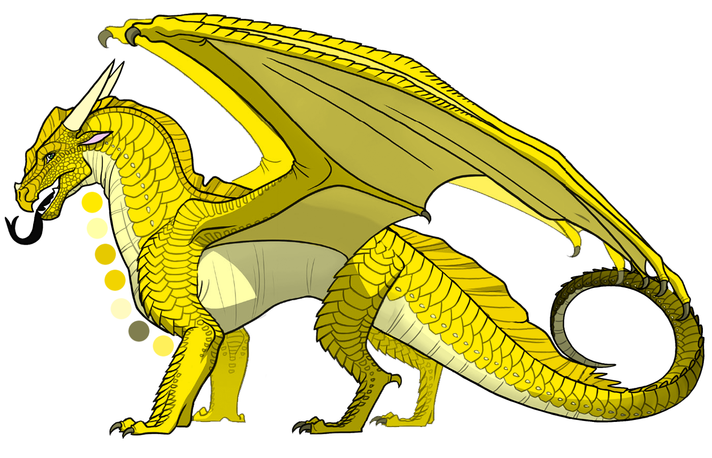 Sunny Is A Female SandWing NightWing Hybrid With Tawny Gold Scales, Golden Wings, And Mossy Gray Green Eyes. Wings Of Fire Dragons, Wings Of Fire, Dragon Wings