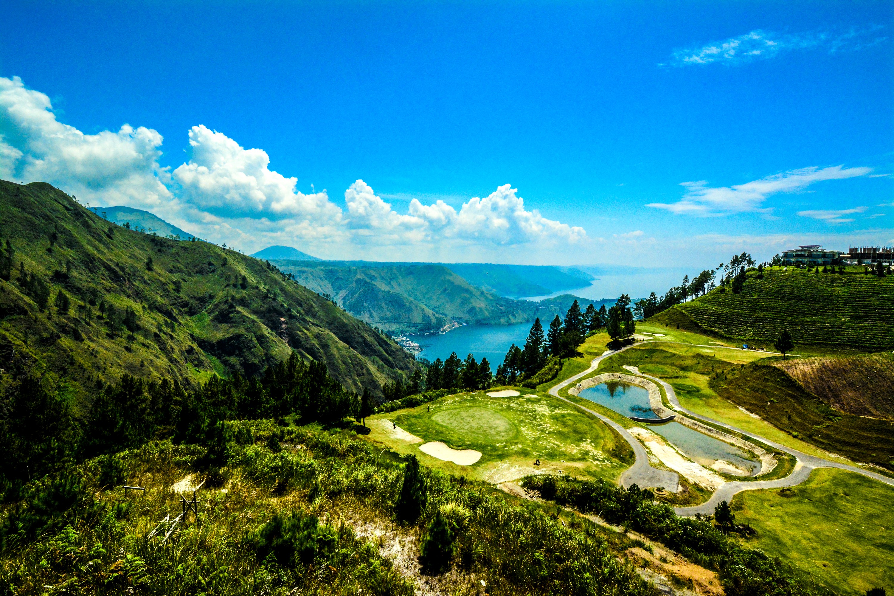 Lake Toba Sumatra, Indonesia, Scenery, Mountains, Fields, Sky Gallery HD Wallpaper