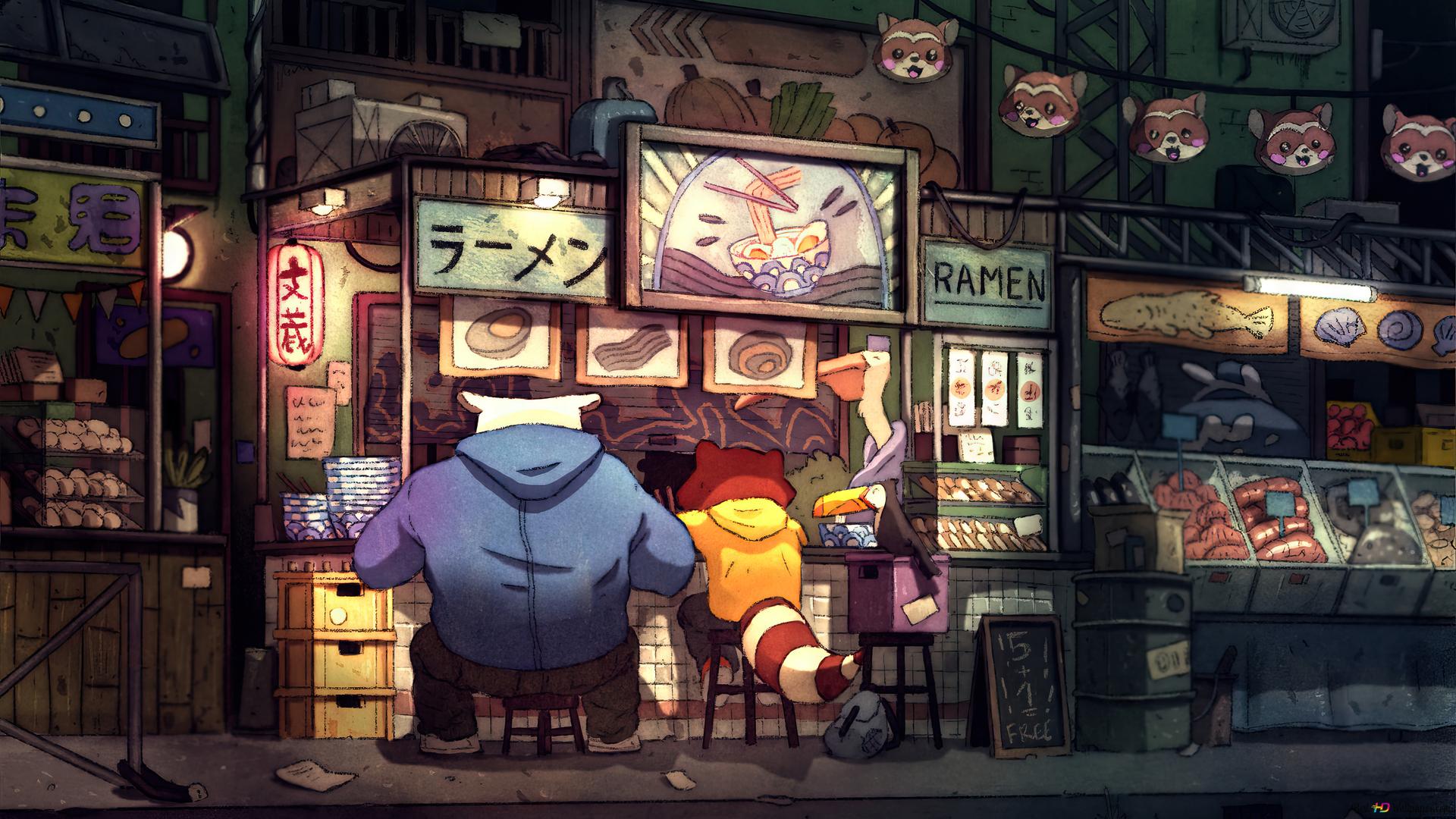 Ramen restraunt chill lofi 4K wallpaper download