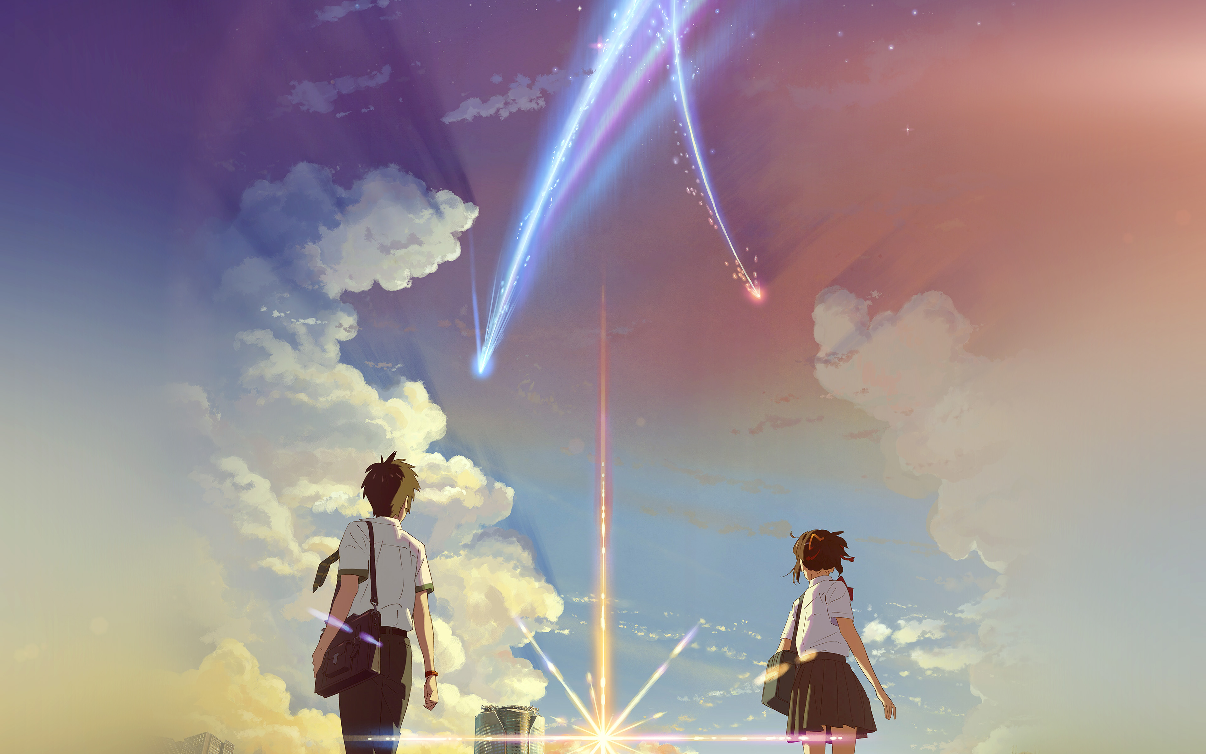 wallpaper for desktop, laptop. boy and girl anime art spring cute flare