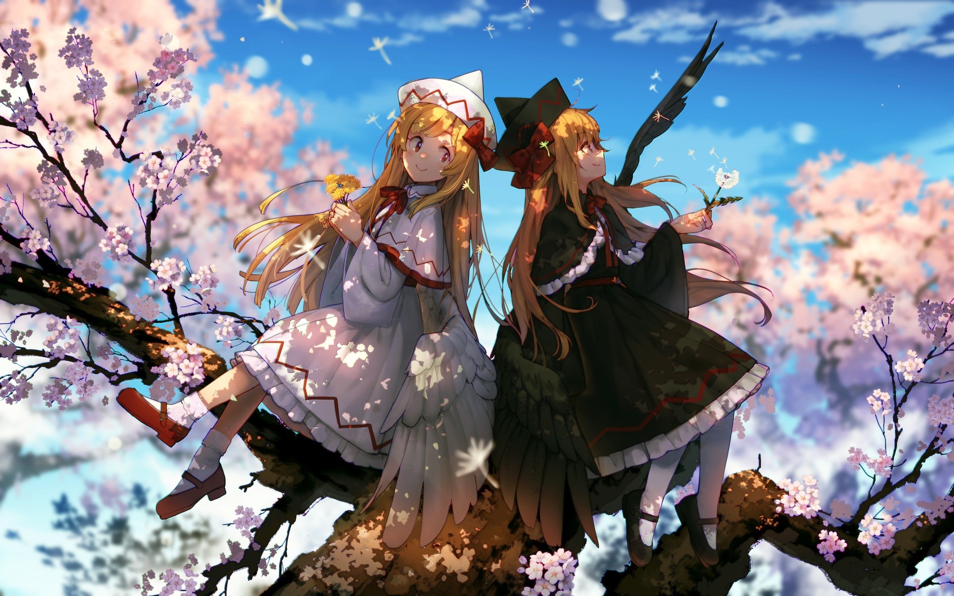 blonde, anime, flowers, anime girls, colorful Gallery HD Wallpaper