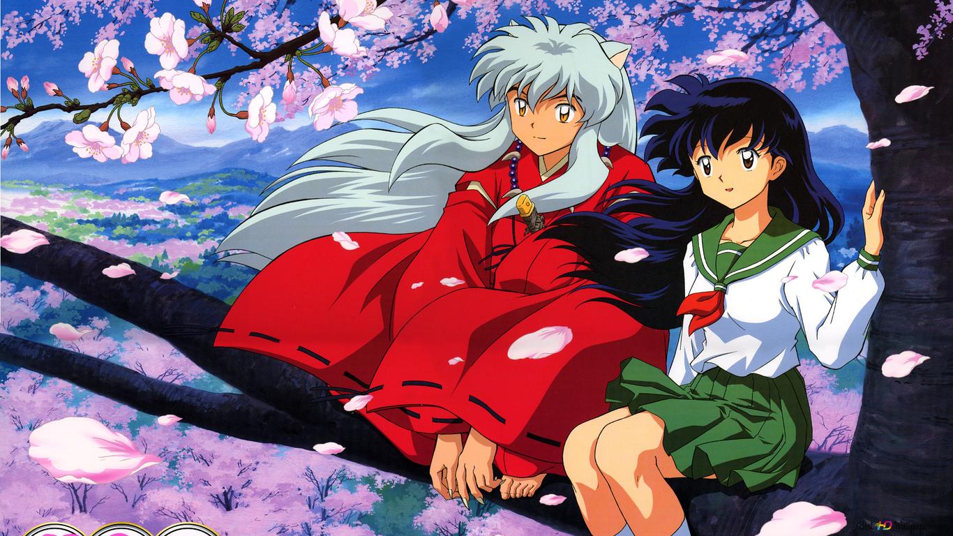 InuYasha cartoon anime spring flowering tree 2K wallpaper download