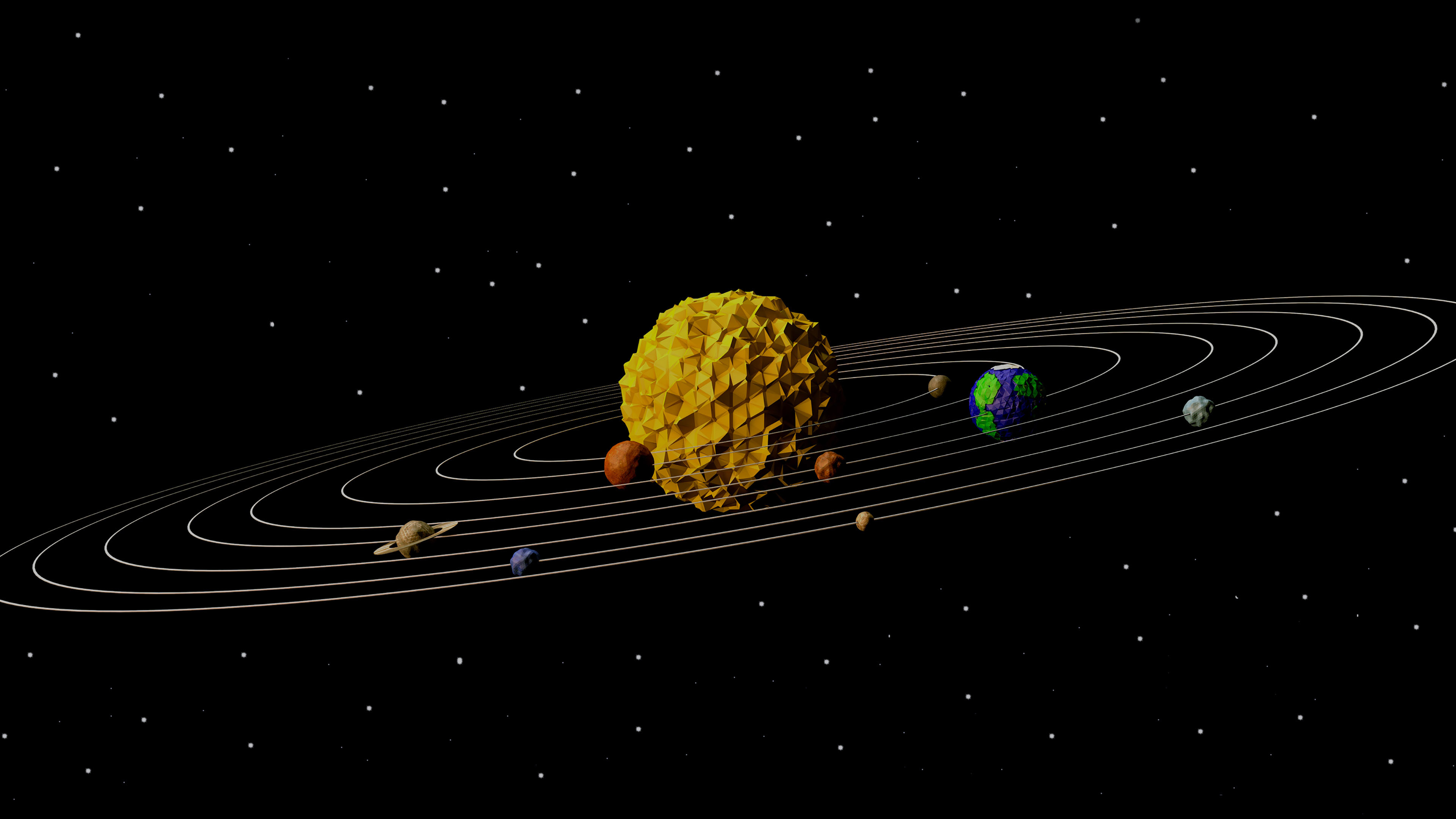 wallpaper for desktop, laptopd solar system space art minimal