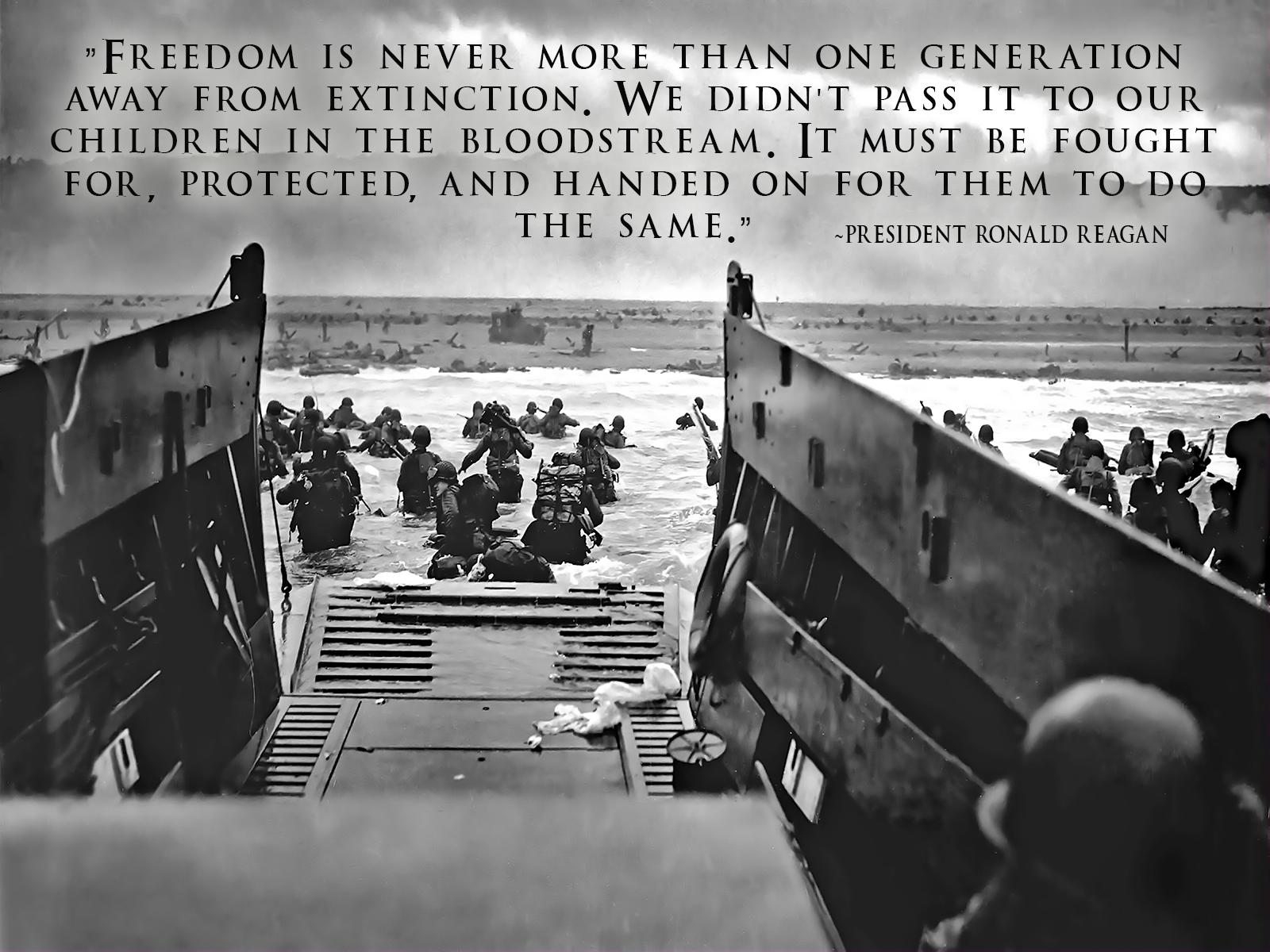 DutyHonorValor Motivation Poster with a Ronald Reagan quote. #DDAY #NORMANDY #WW2 #RONALDREAGAN #MILITARY #USA