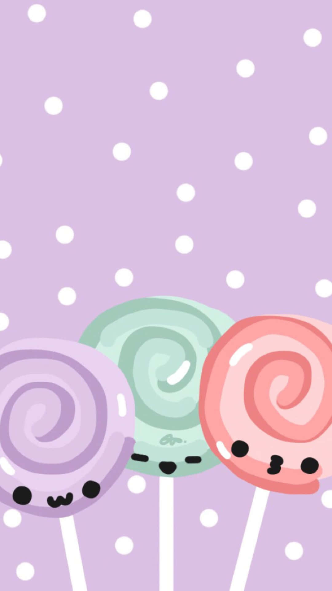 Download Kawaii Lollipops On A Purple Background Wallpaper