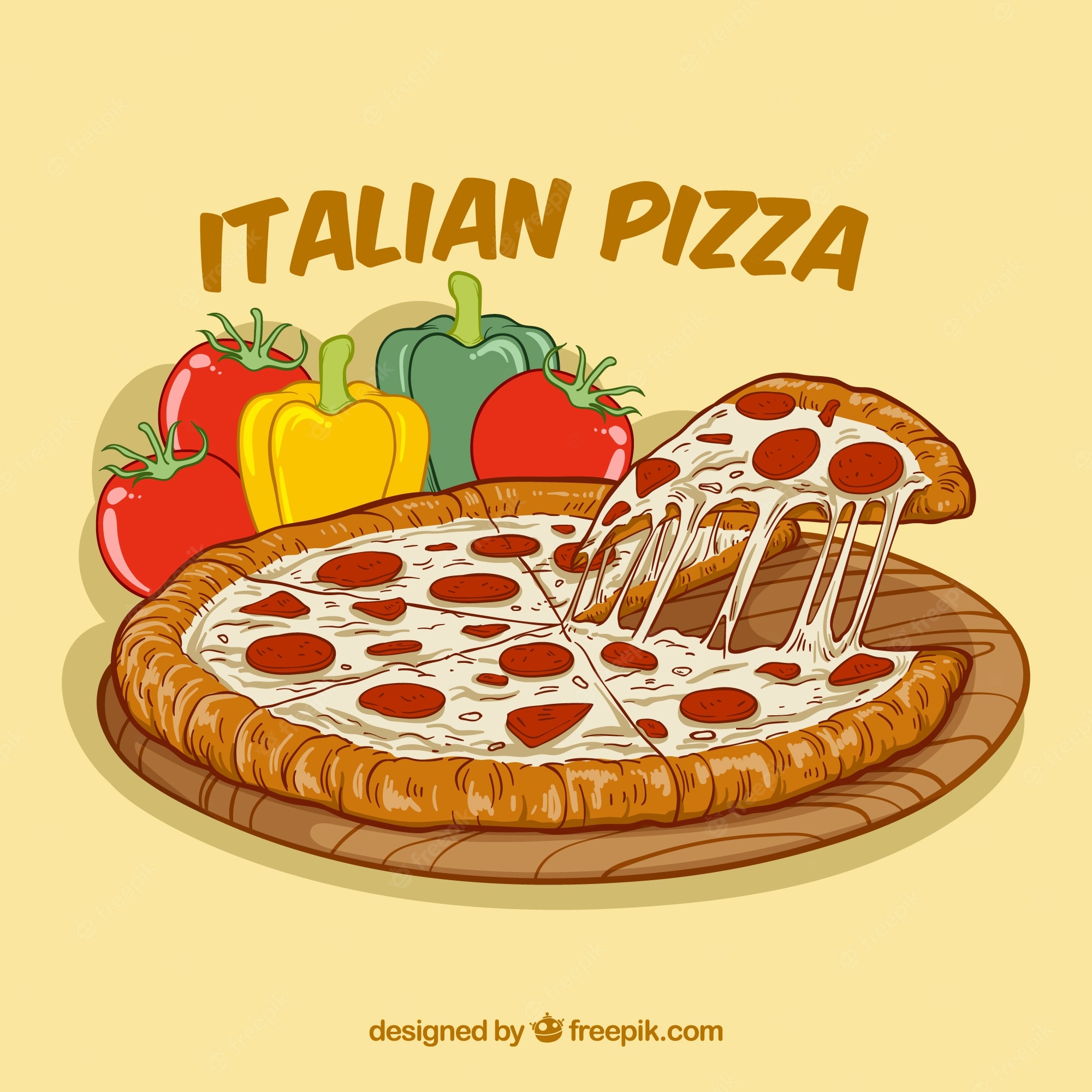 Premium Vector. Hand drawn italian pizza background