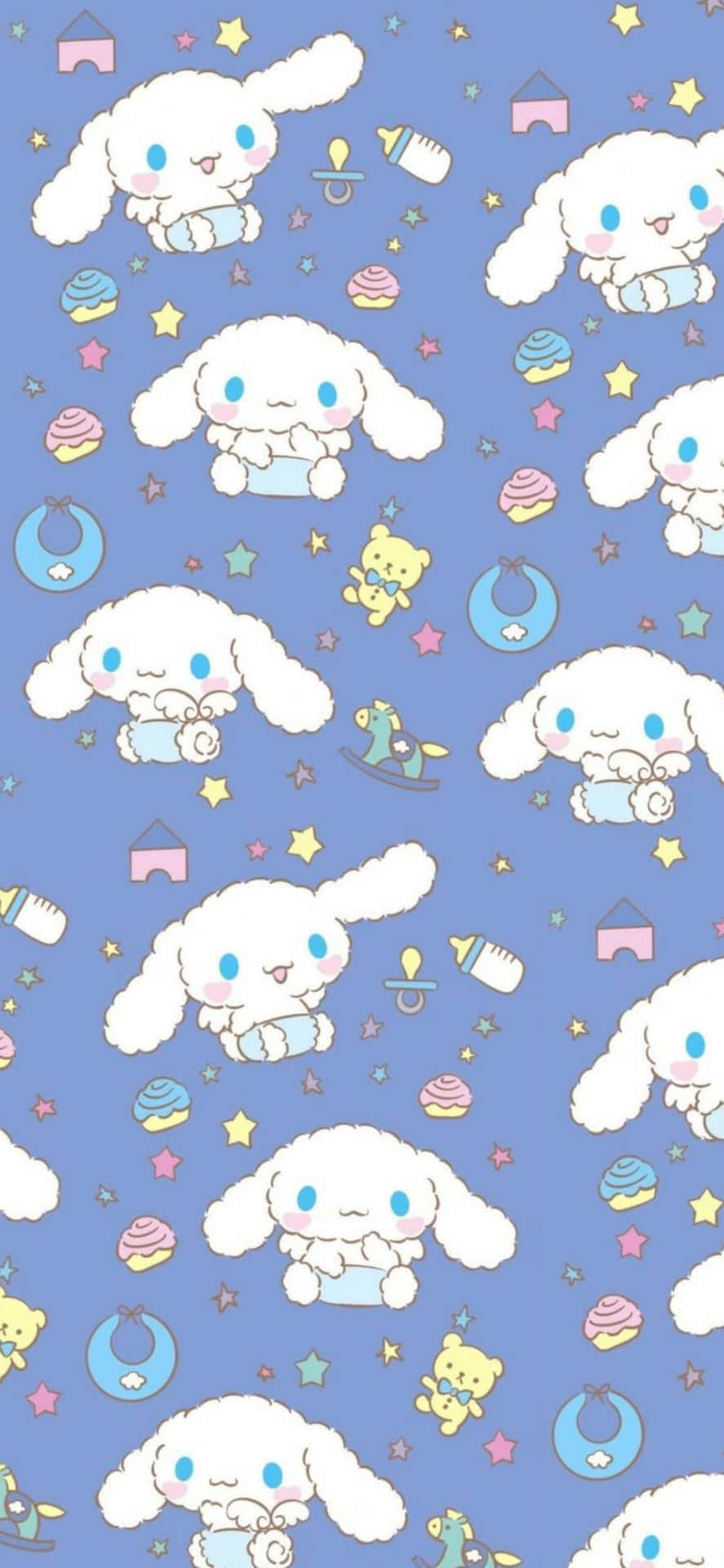 Download A Pattern With A White Kawaii Teddy Bear Wallpaper