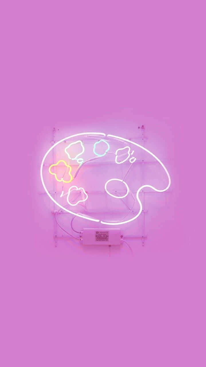 Download A Neon Sign With A Palette On It Wallpaper