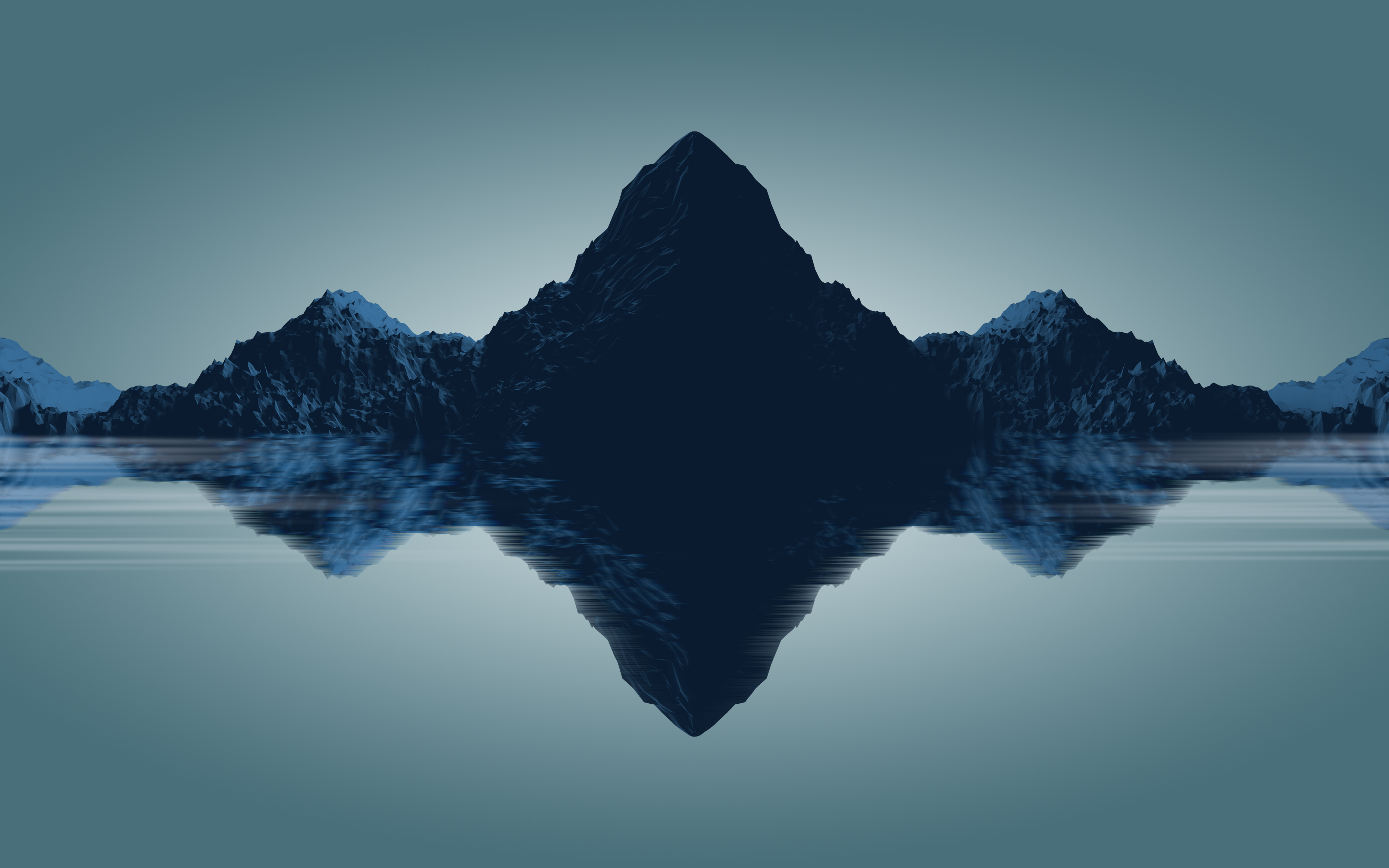 Mountains Wallpaper 4K, Reflections, Minimal, Nature