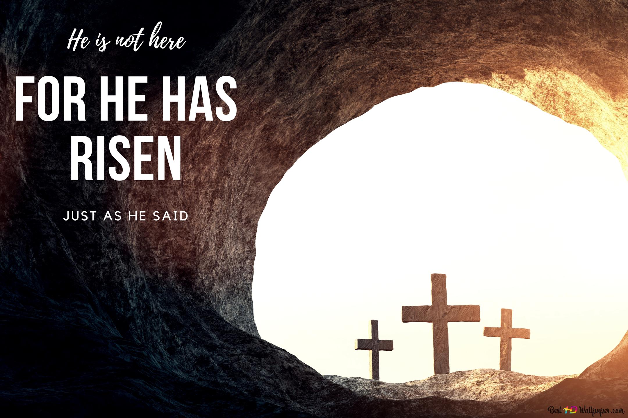 Easter Quotes l Biblical verse is not here, for HE has Risen 4K wallpaper download