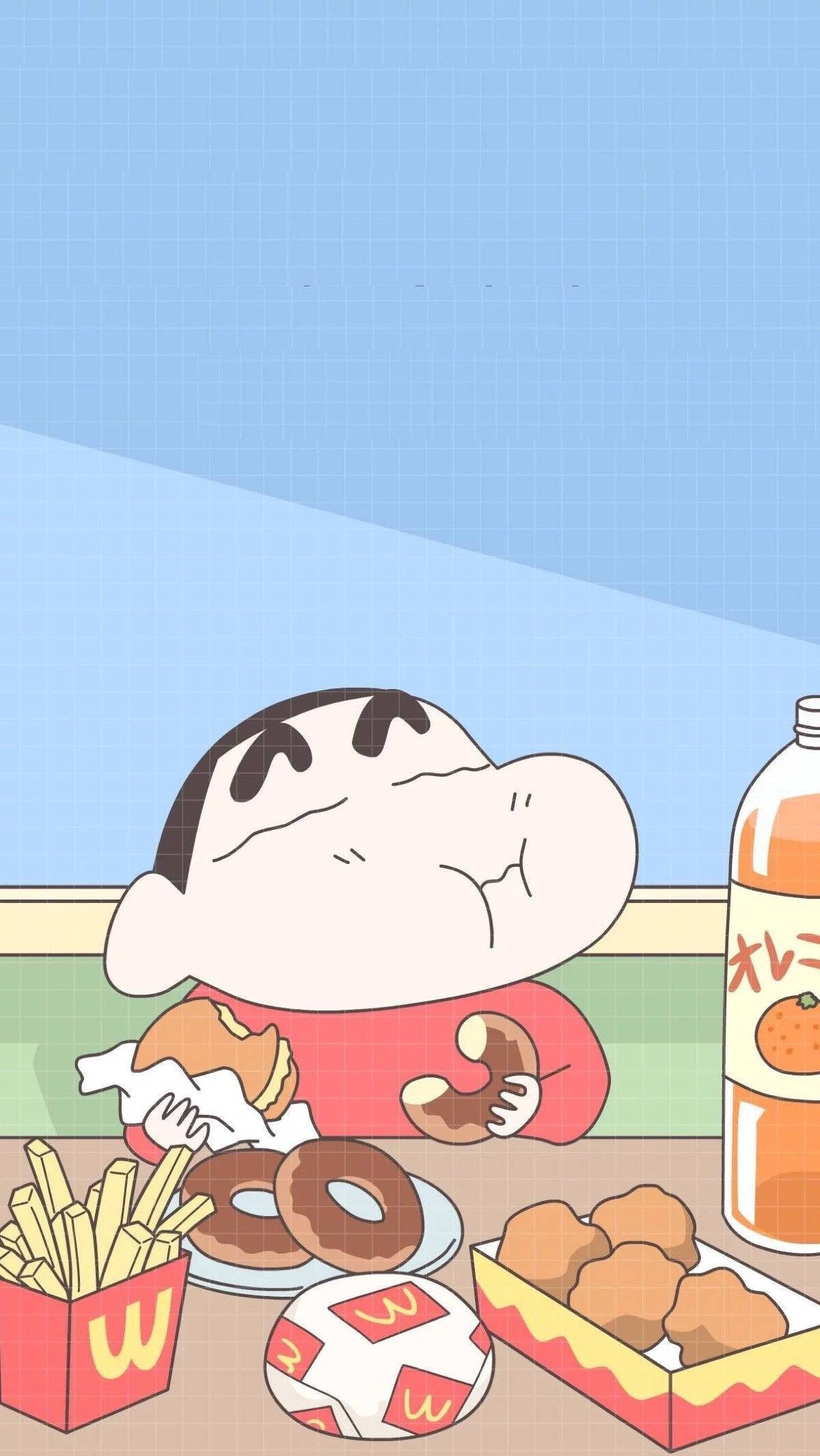 Download Munching Fast Food Shin Chan iPhone Wallpaper