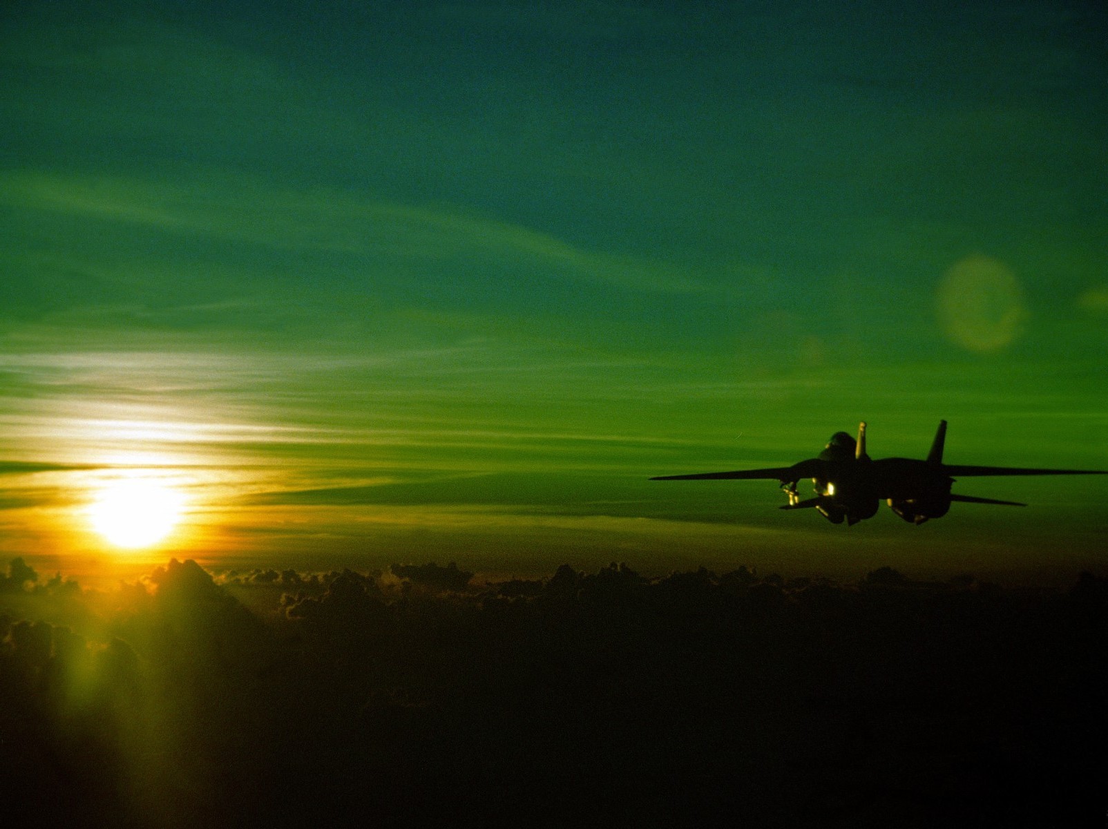 grumman f 14 tomcat sunset green jet aircraft Wallpaper HD / Desktop and Mobile Background