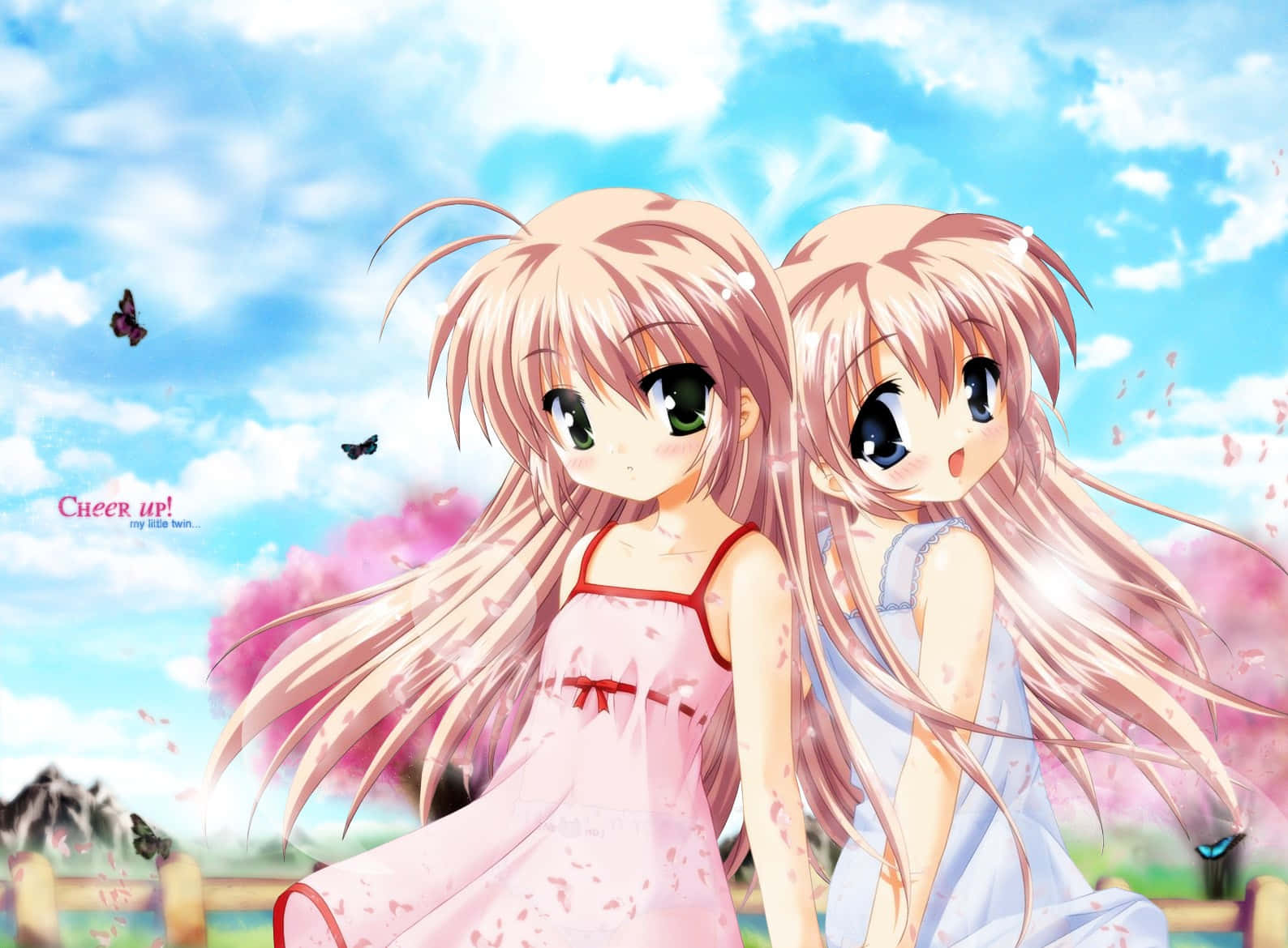 Download Dazzling Anime Digital Artwork Of Cute Sisters Wallpaper
