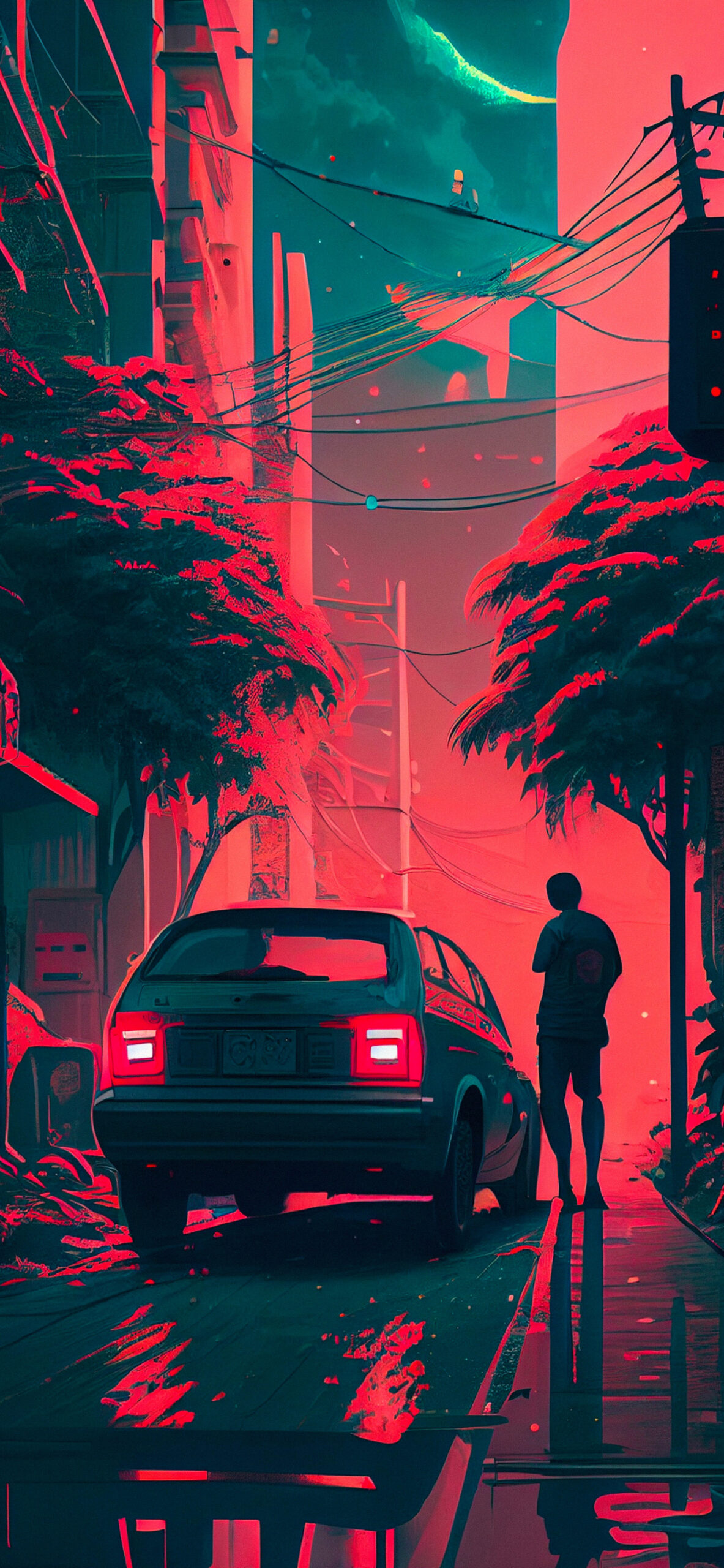 Man and Car Art Wallpaper Phone