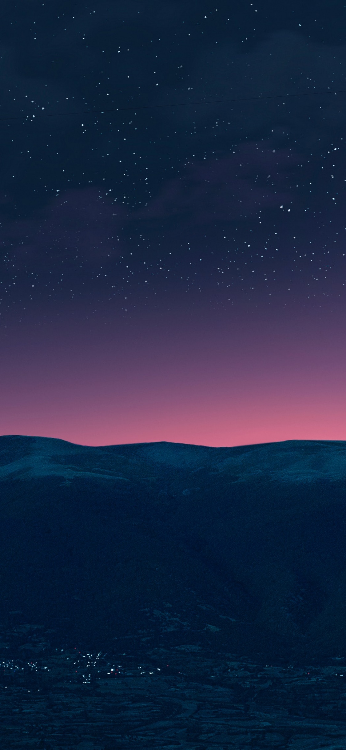 Silhouette Wallpaper 4K, Mountain, Starry sky, Nature