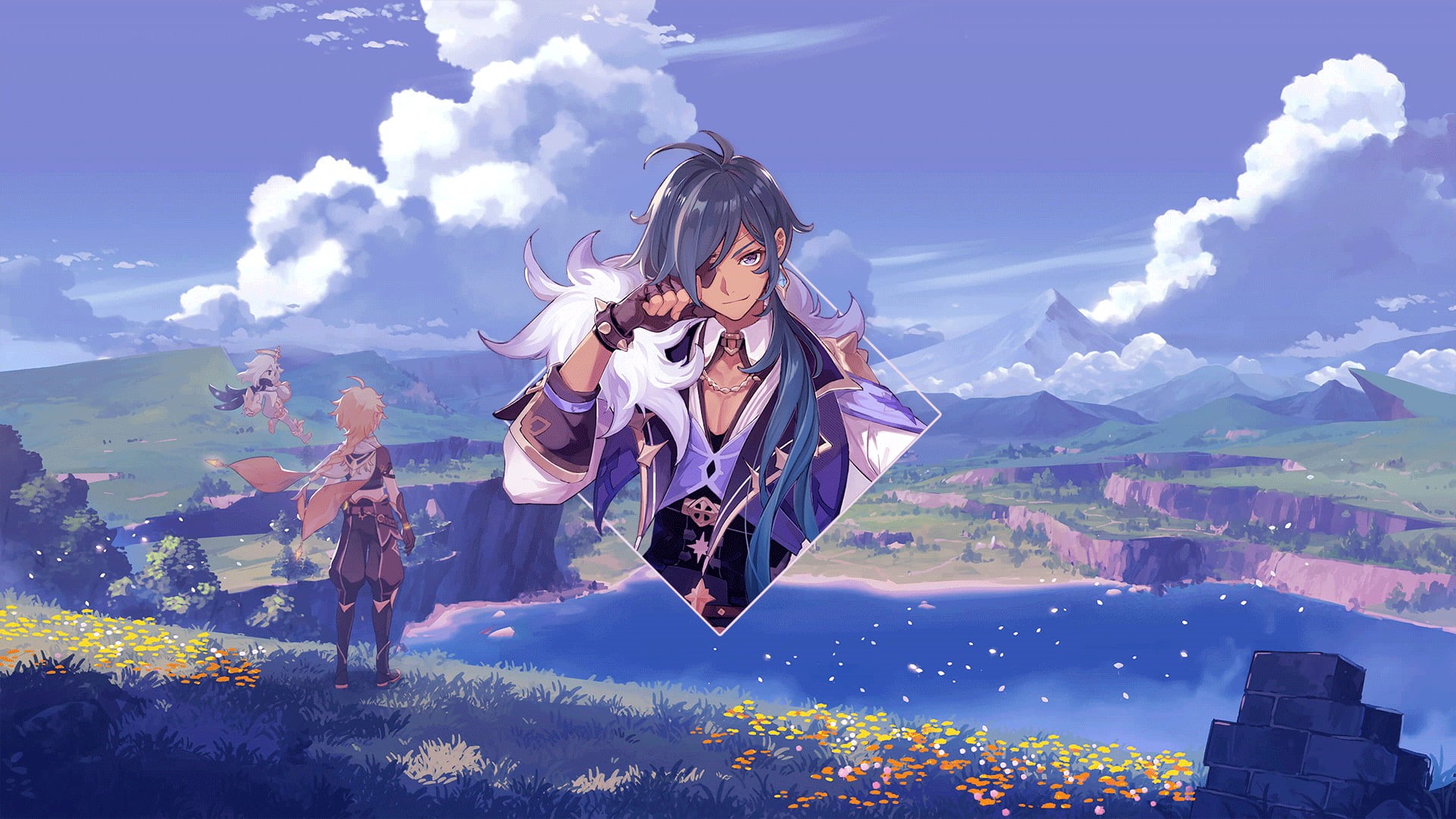 Wallpaper / Anime Landscape, Anime Boys, Kaeya, PlayStation 4, Genshin Impact, Picture In Picture, Piture In Picture, 1080P, Digital Art, Photohop, PC Gaming, Anime Free Download