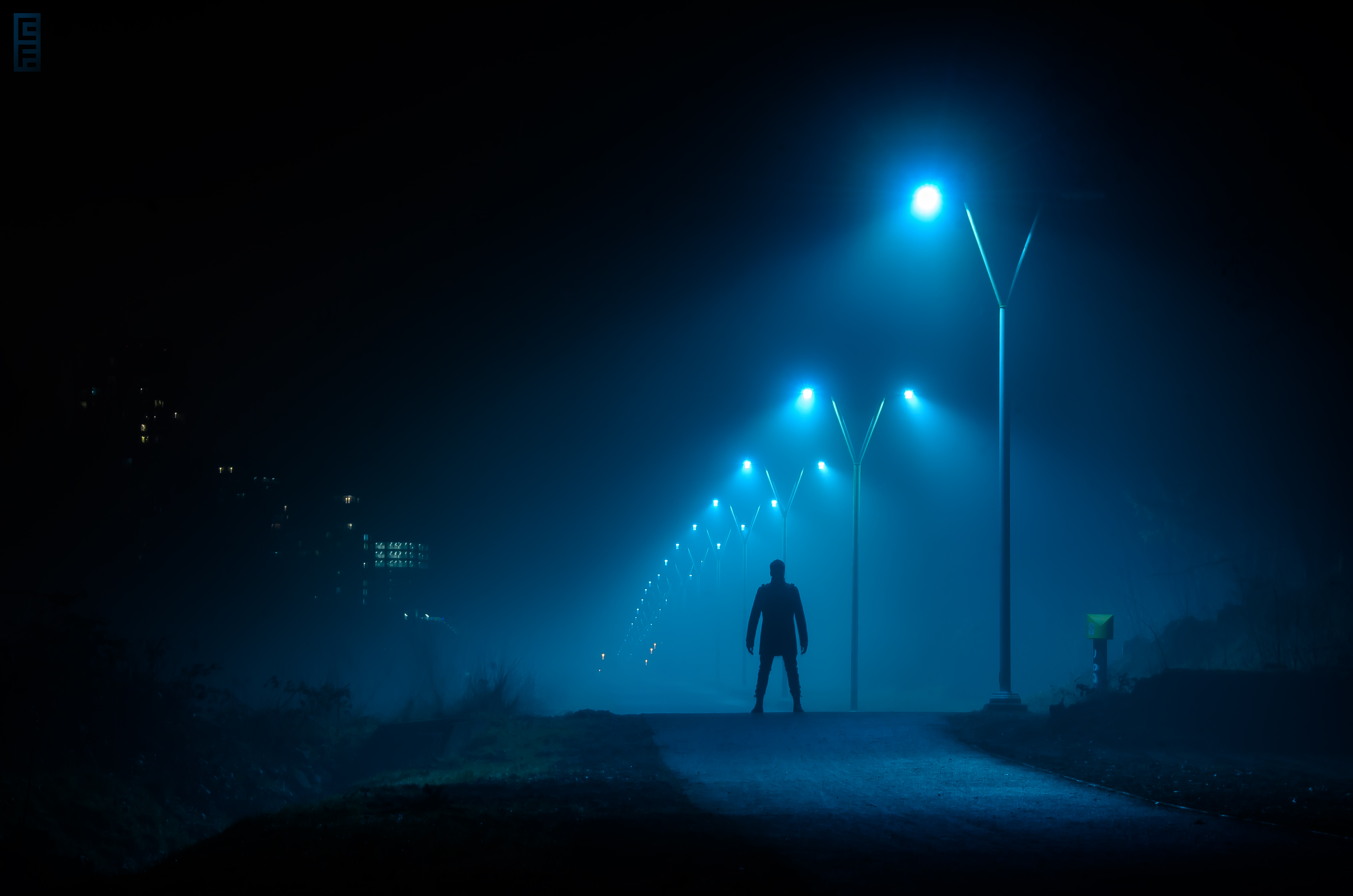 Wallpaper, lights, street light, dark, night, creepy, horror, sky, midnight, man, lighting, darkness, computer wallpaper, atmosphere of earth, light fixture, select, phenomenon, og 4928x3264