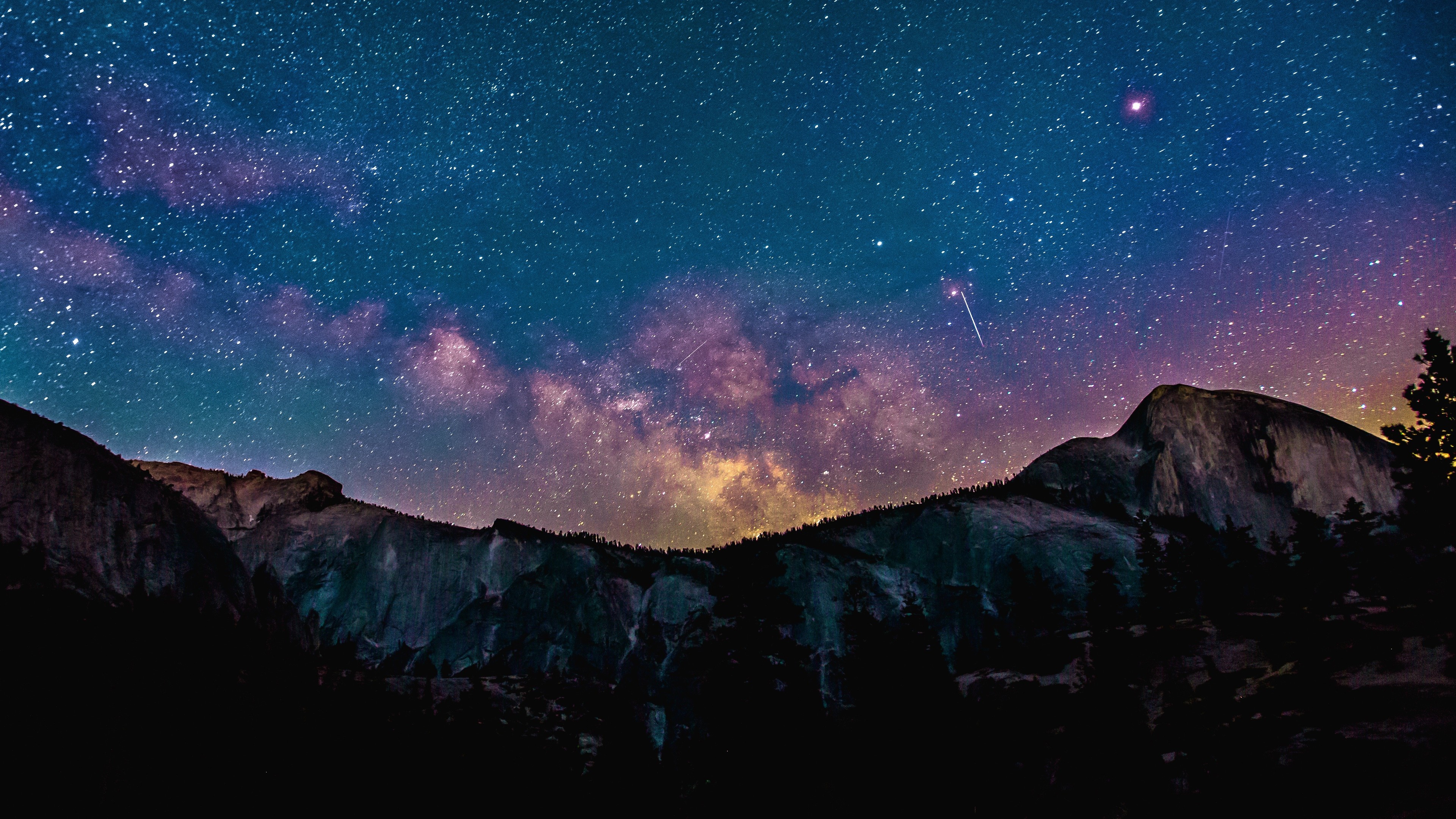 Wallpaper 4k Stars Space Landscape Mountains 4k Wallpaper