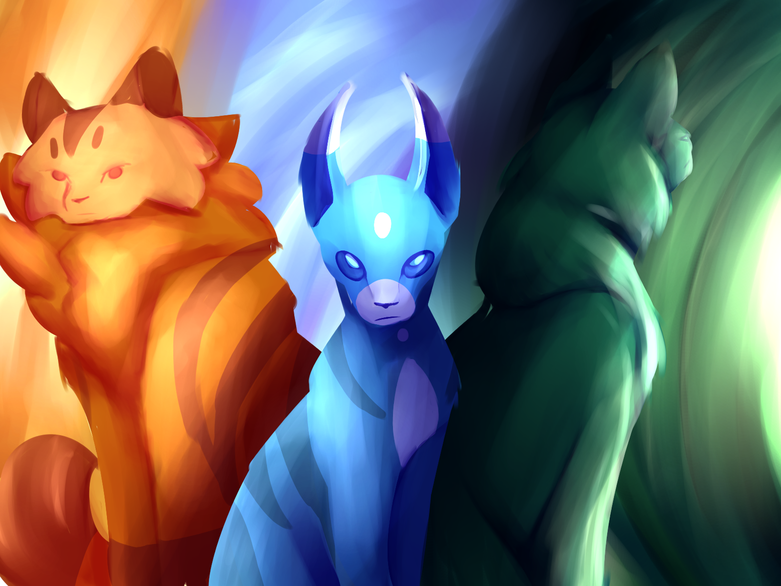 Repost.) Decided to draw Jayfeather, Lionblaze and Hollyleaf